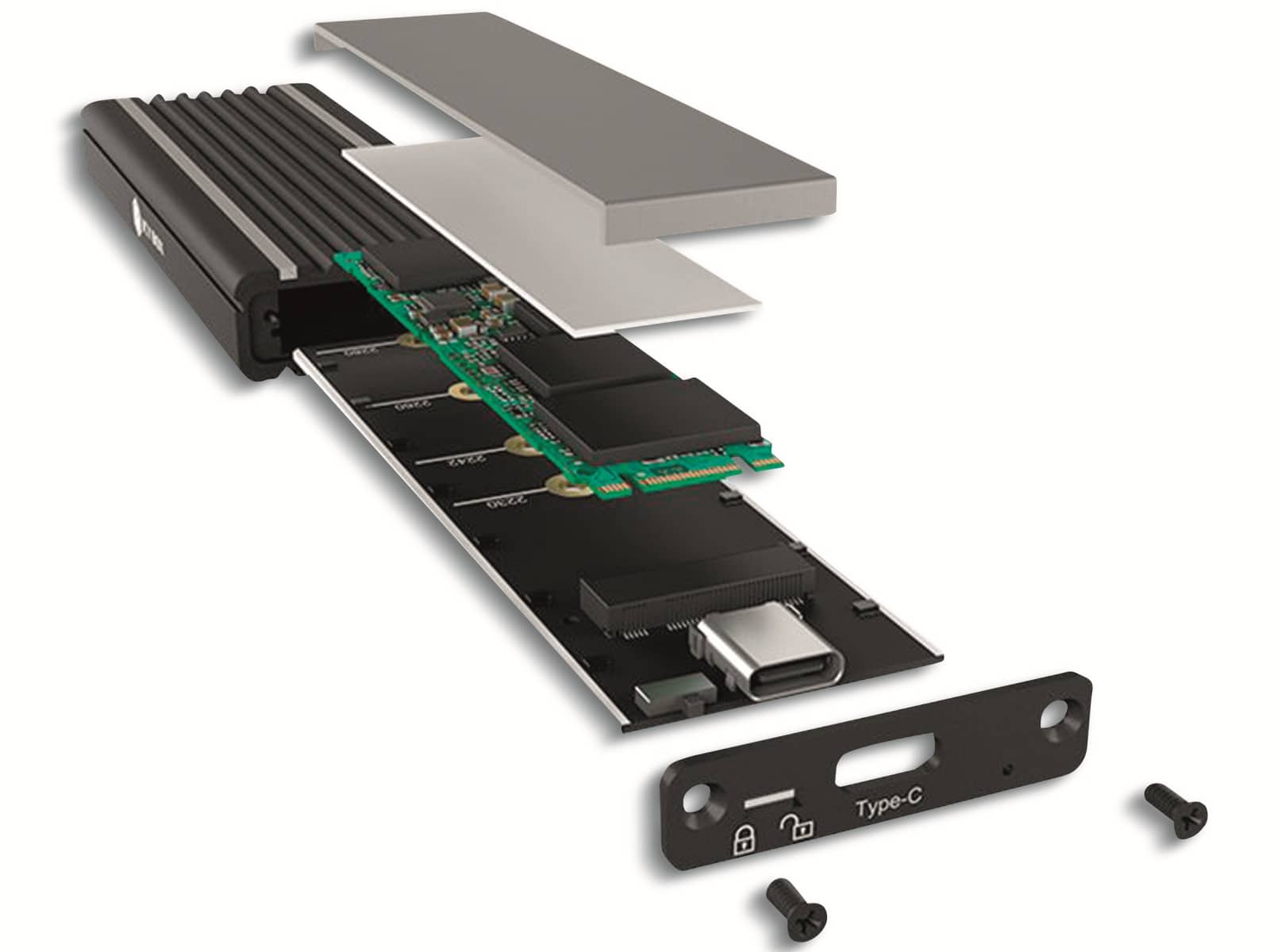 ICY BOX Festplattengehäuse IB-1824ML-C31, M.2 PCIe auf USB 3.1 Gen2, Beleuchtung