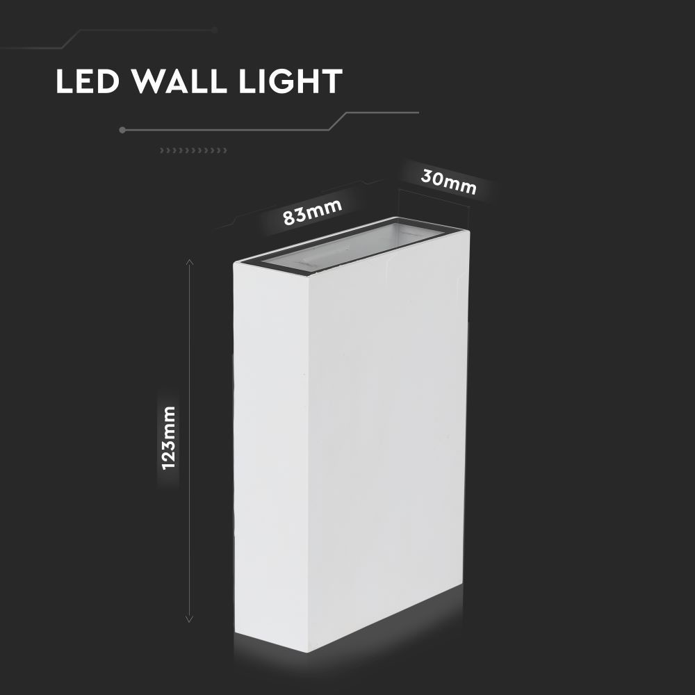 V-TAC LED-Wandleuchte VT-844, EEK: F, 4 W, 400 lm, 6400 K, weiß