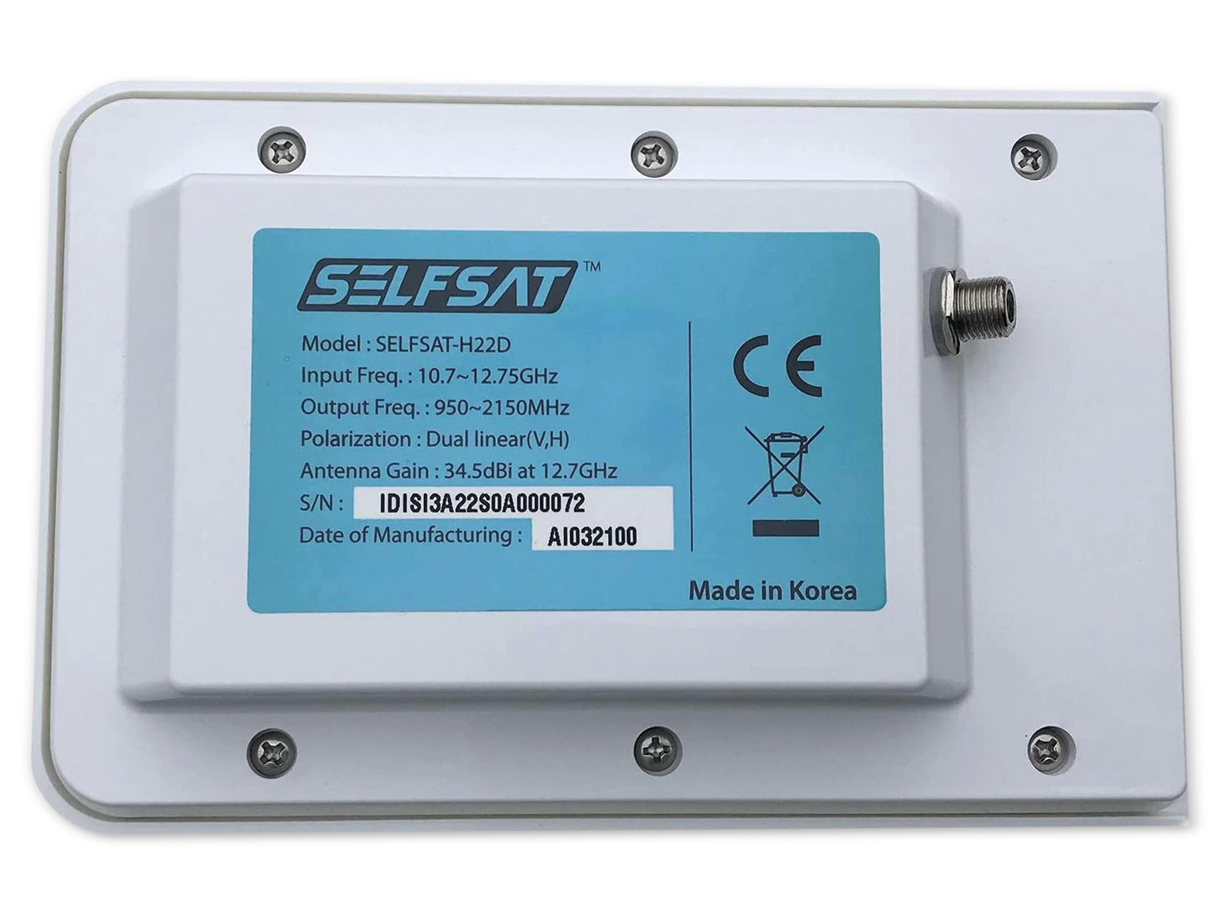 SELFSAT SAT-Flachantenne H22D+, mit Single LNB