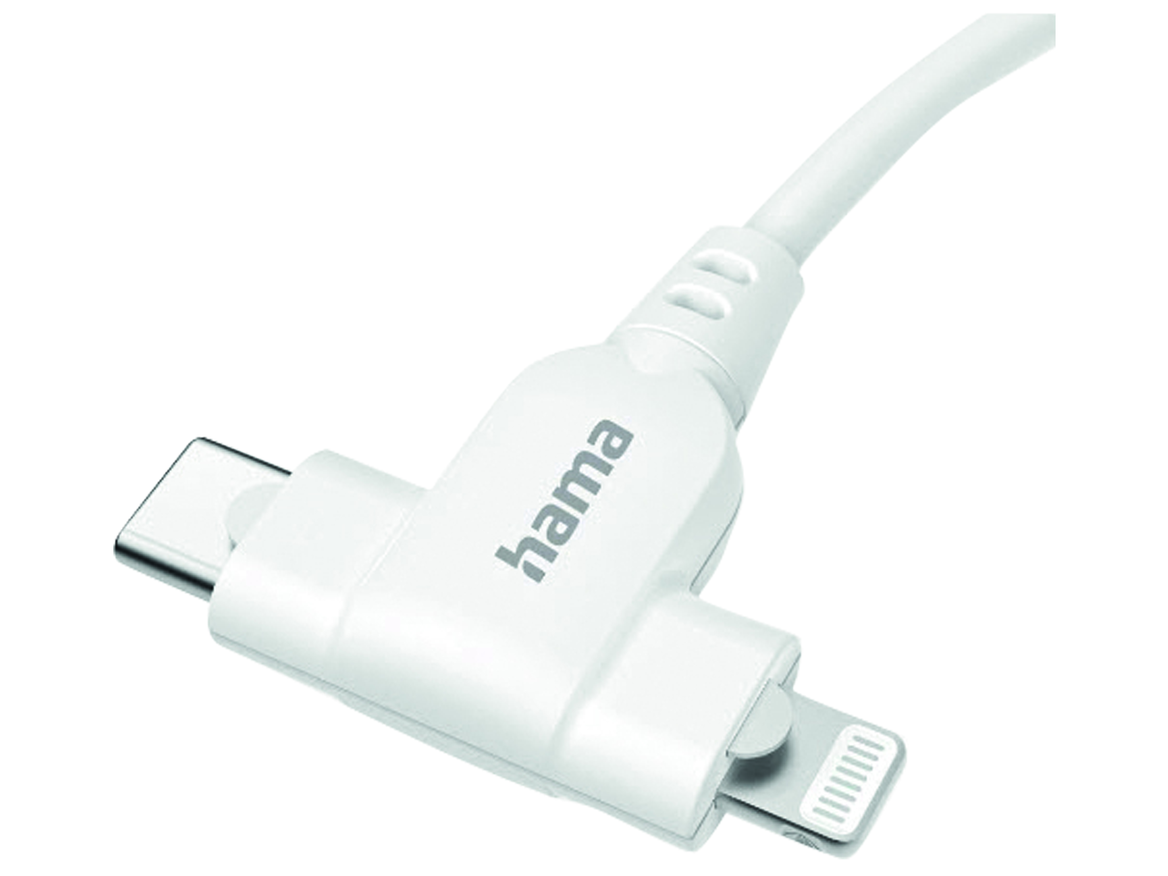 HAMA USB-Ladekabel 2-in-1, USB-C - USB-C oder Lightning, MFI, 1,5 m, Weiß