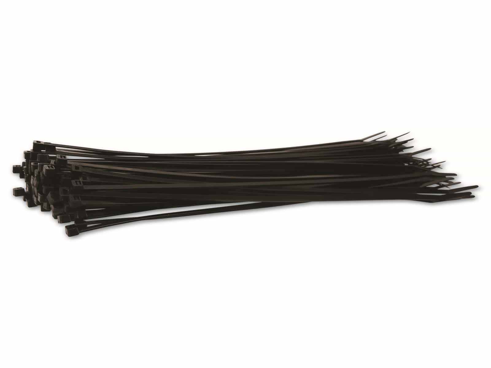 KSS Kabelbinder-Sortiment Polyamid 6.6, schwarz, 380x6,4, UV-beständig, 100 Stück