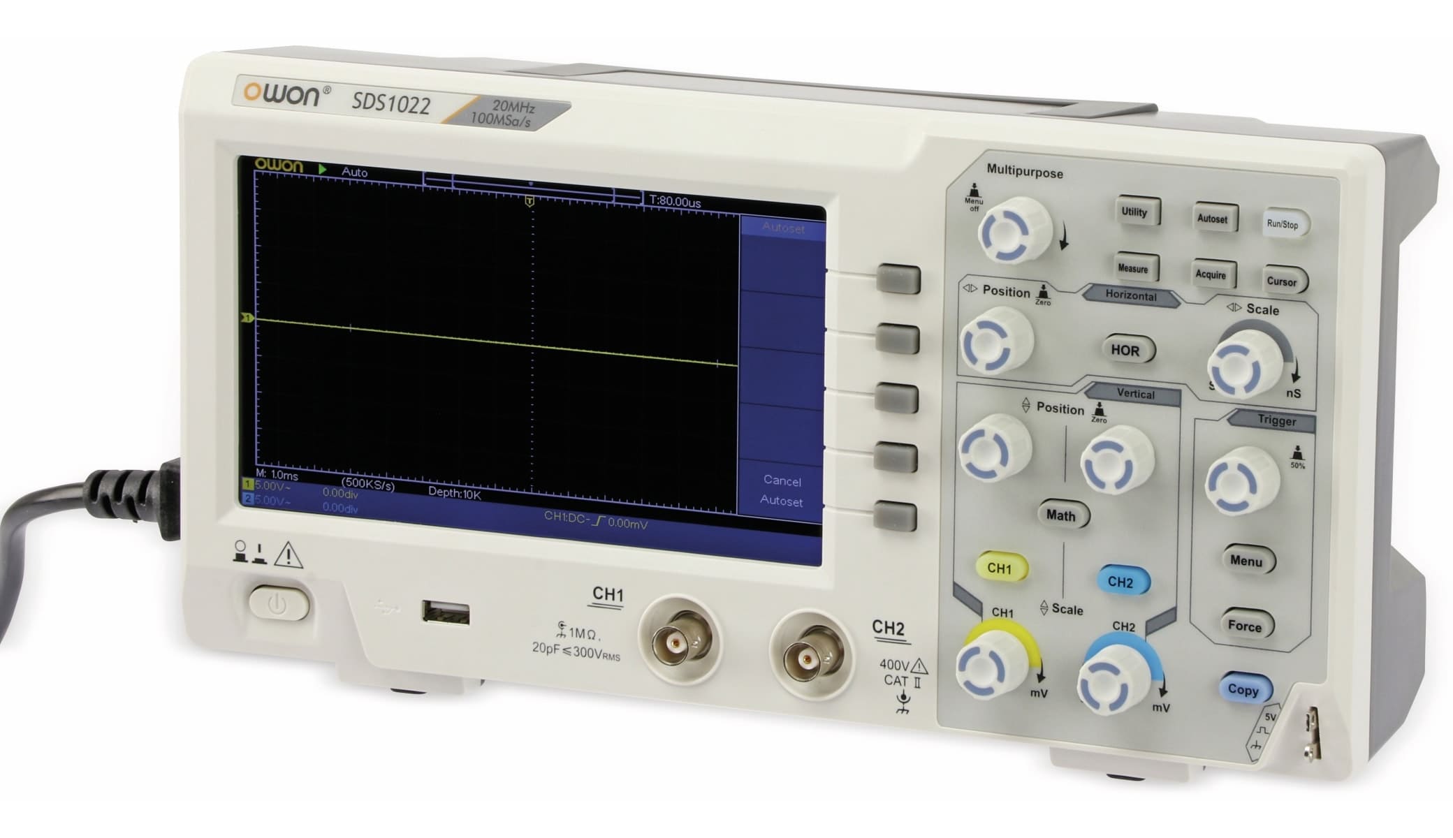 OWON LCD Speicher-Oszilloskop SDS1022, 2-Kanal, 20 MHz, USB