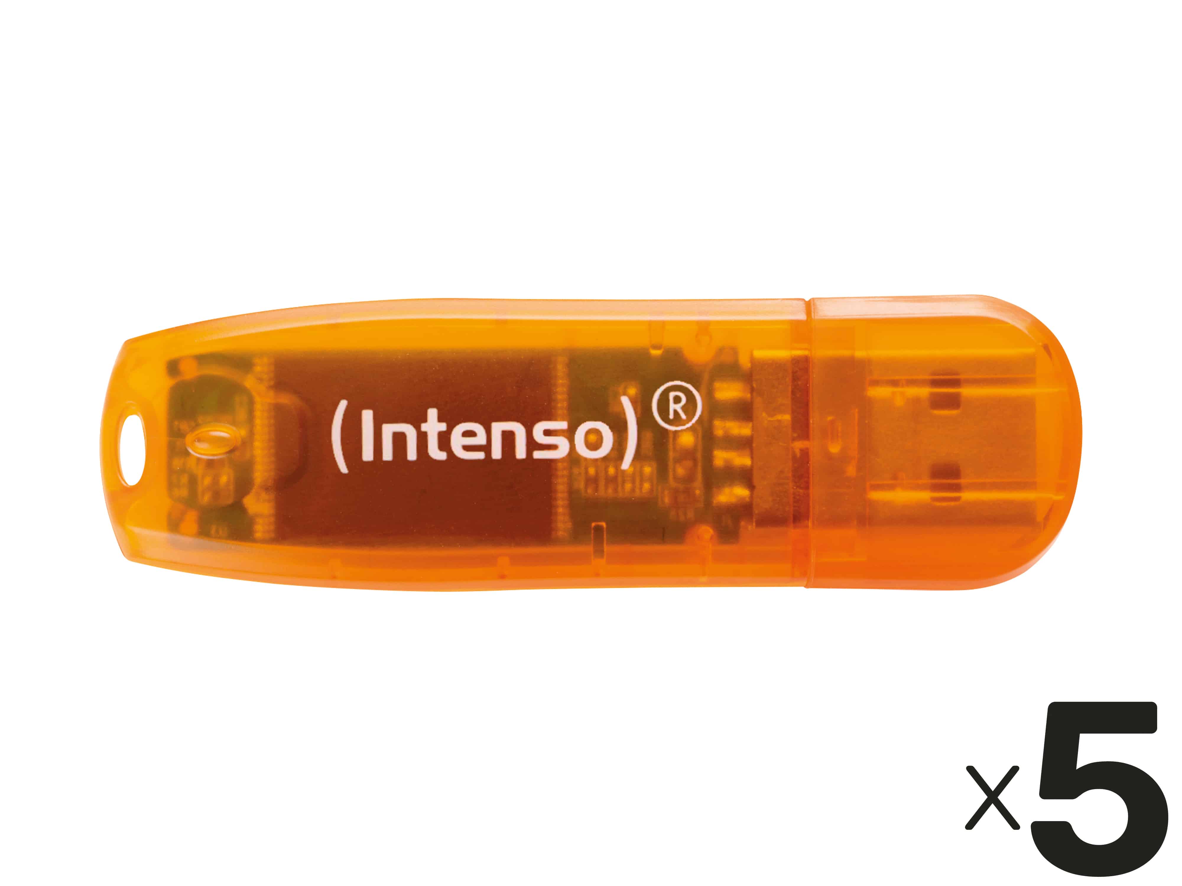 INTENSO USB-Stick Rainbow Line 64 GB orange/transparent 5er Pack