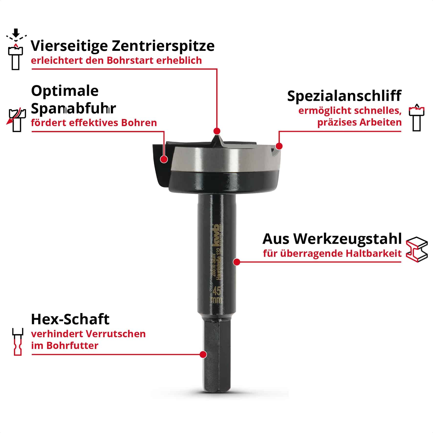 KWB Forstnerbohrer, 706445, 45 mm