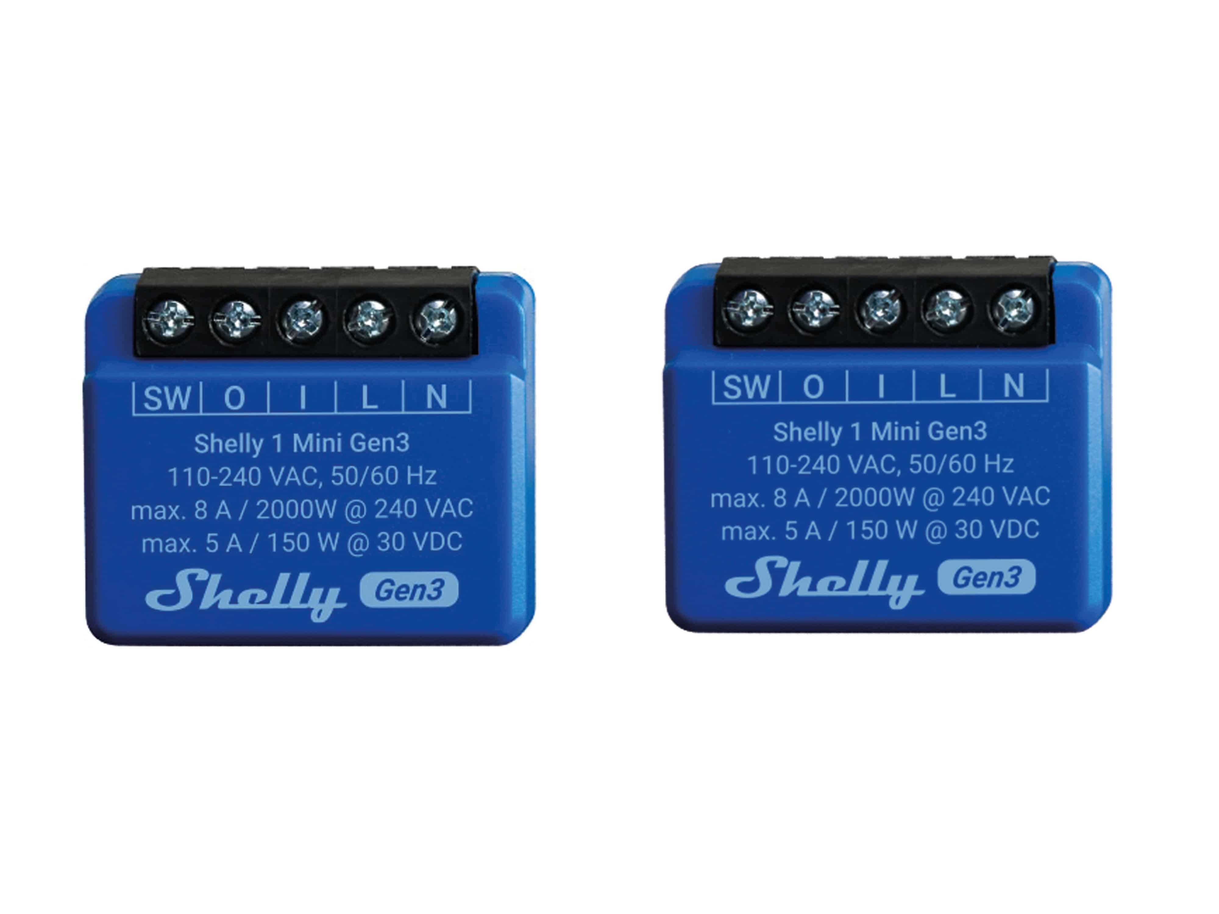 SHELLY WLAN-Schaltaktor 1 Mini Gen 3, blau, 2 Stück