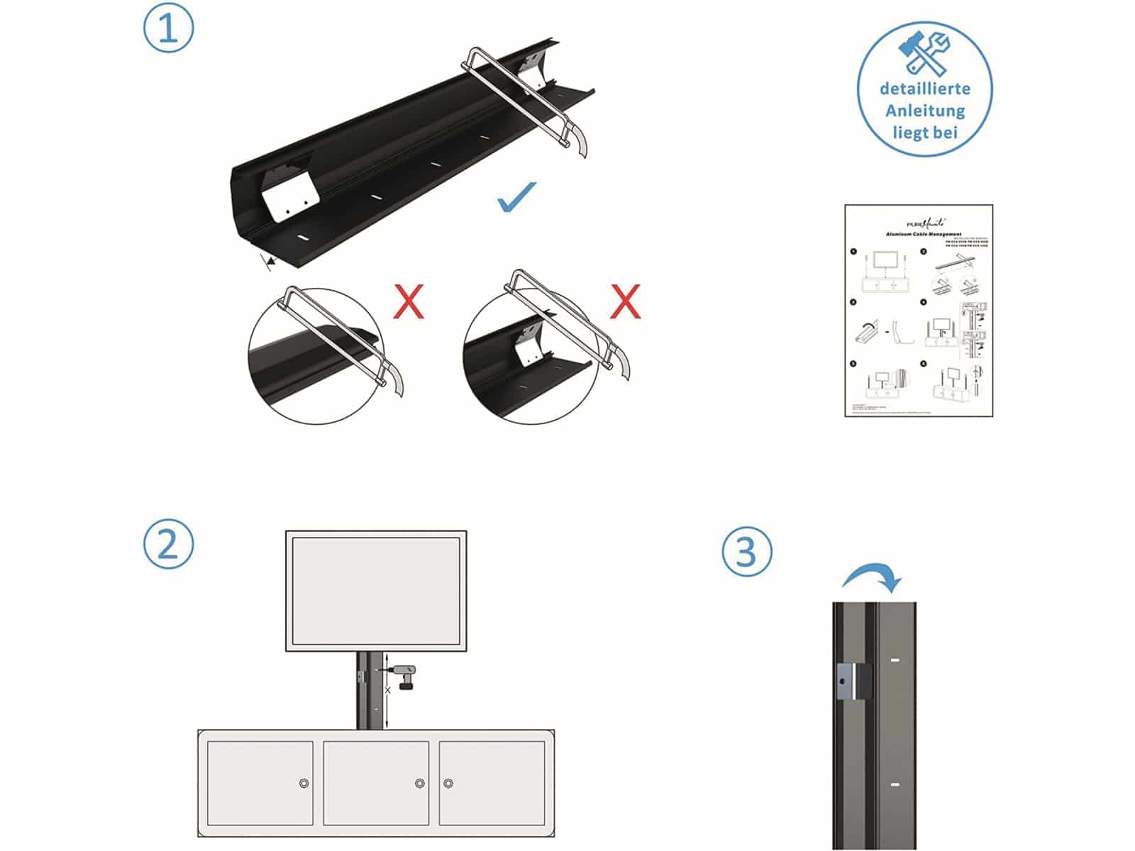 PUREMOUNTS Kabelkanal PM-CCA-050B, 50 cm, Aluminium, schwarz