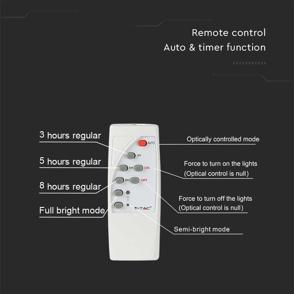 V-TAC Solar LED-Fluter VT-25W, 12 W, 6400 K, mit Panel + Fernbedienung