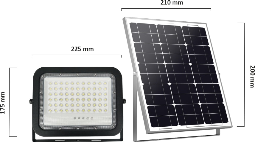 ENOVALITE Solar LED-Fluter , mit Akku, 50 W, 800 lm, 6500 K, IP65