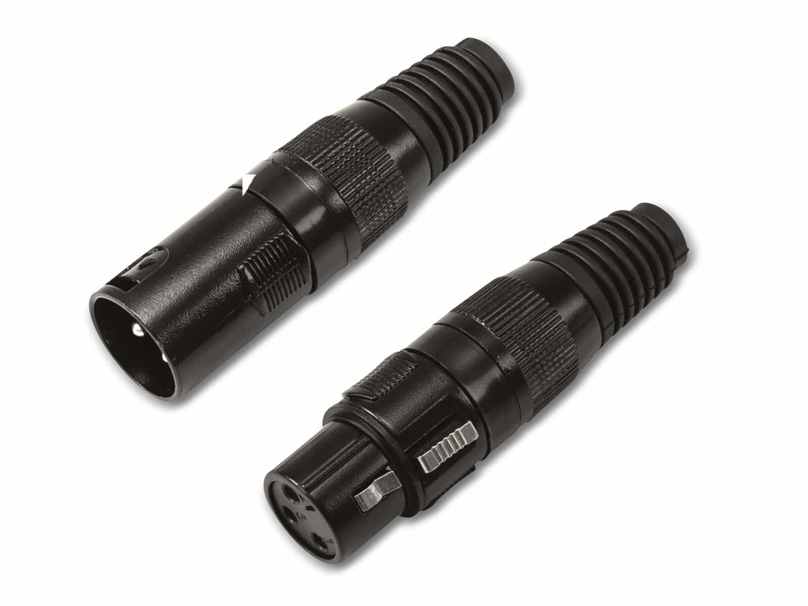 OMNITRONIC XLR-Buchse/Stecker Set 3-polig, schwarzes Gehäuse, 10 Stück