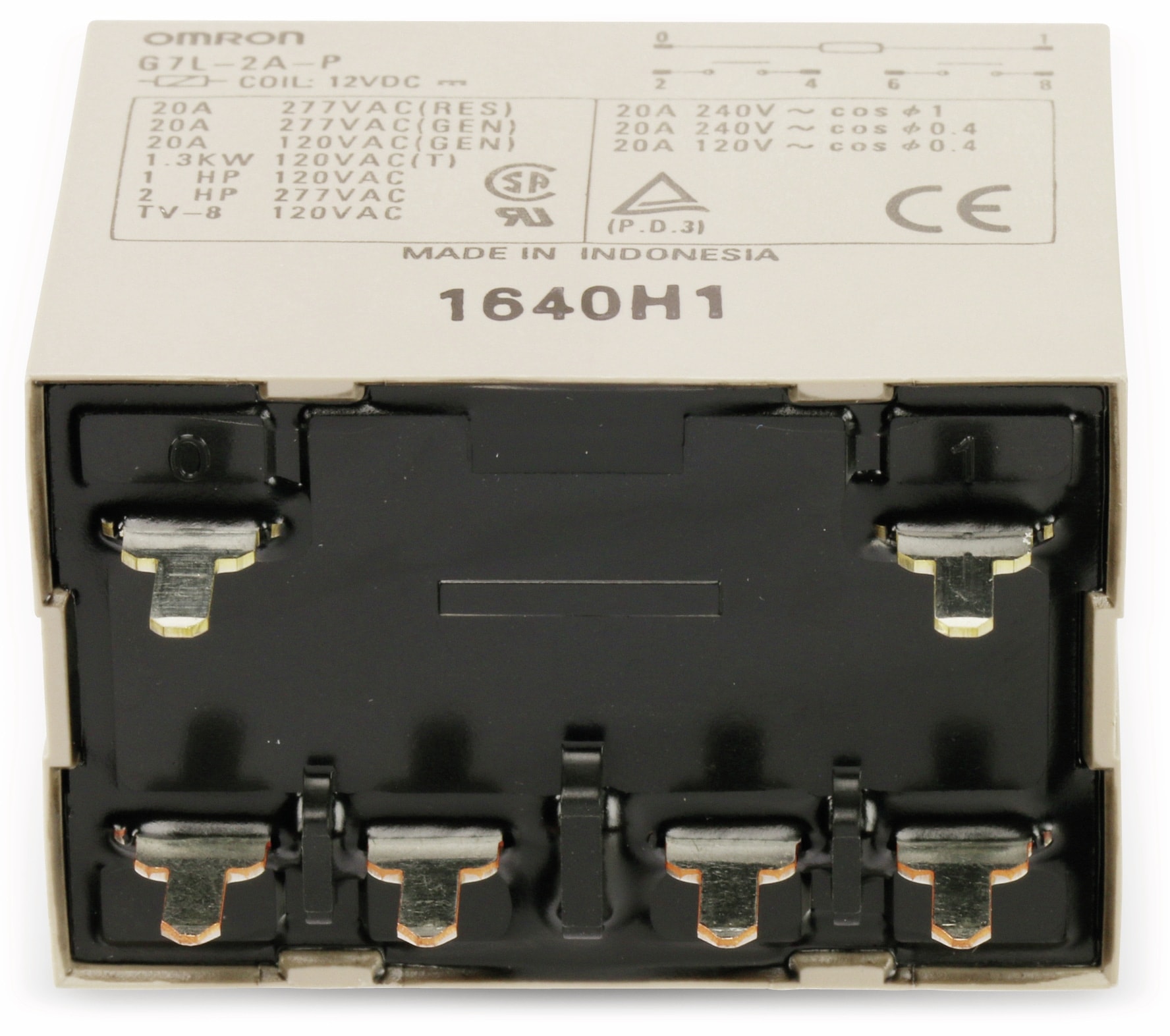 OMRON Leistungs-Relais G7L-2A-P, 12 V-, 2 Schließer, 20 A/240 V~