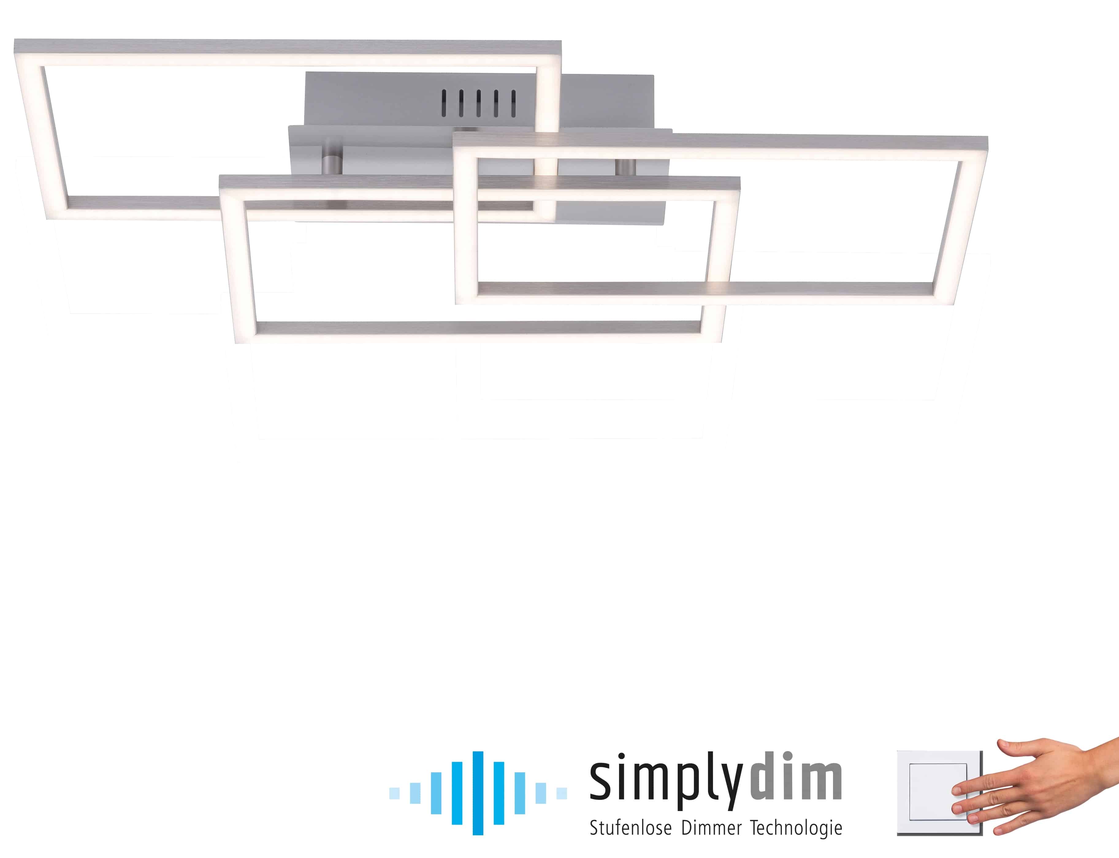 JUST LIGHT LED-Deckenleuchte 14790-55 stahlfarbig, 27 W, 3375 lm, 3000 K, Dimmbar