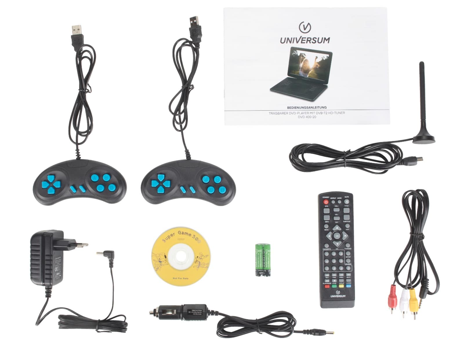 Universum Portabler DVD-Player DVD 400-20, 15,6 Zoll, 2x Controller
