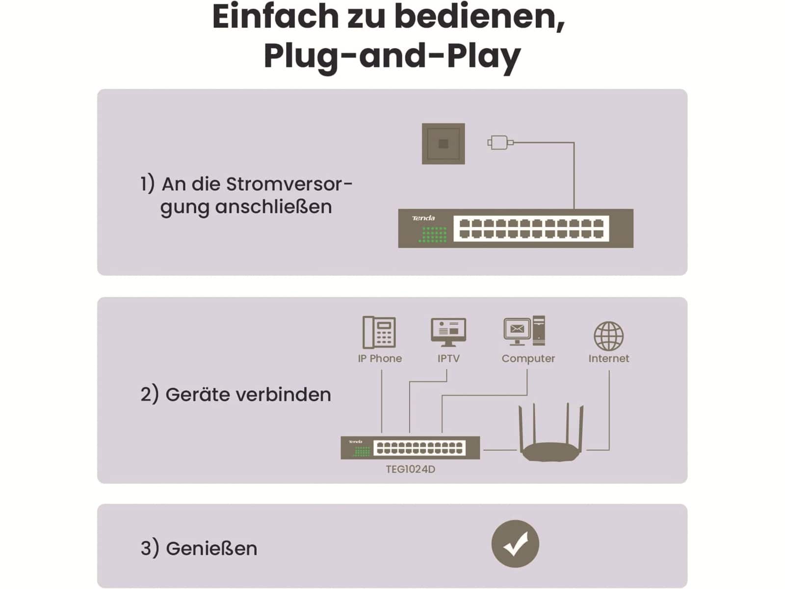 Switch TENDA TEG1024D, 24-port, Gigabit