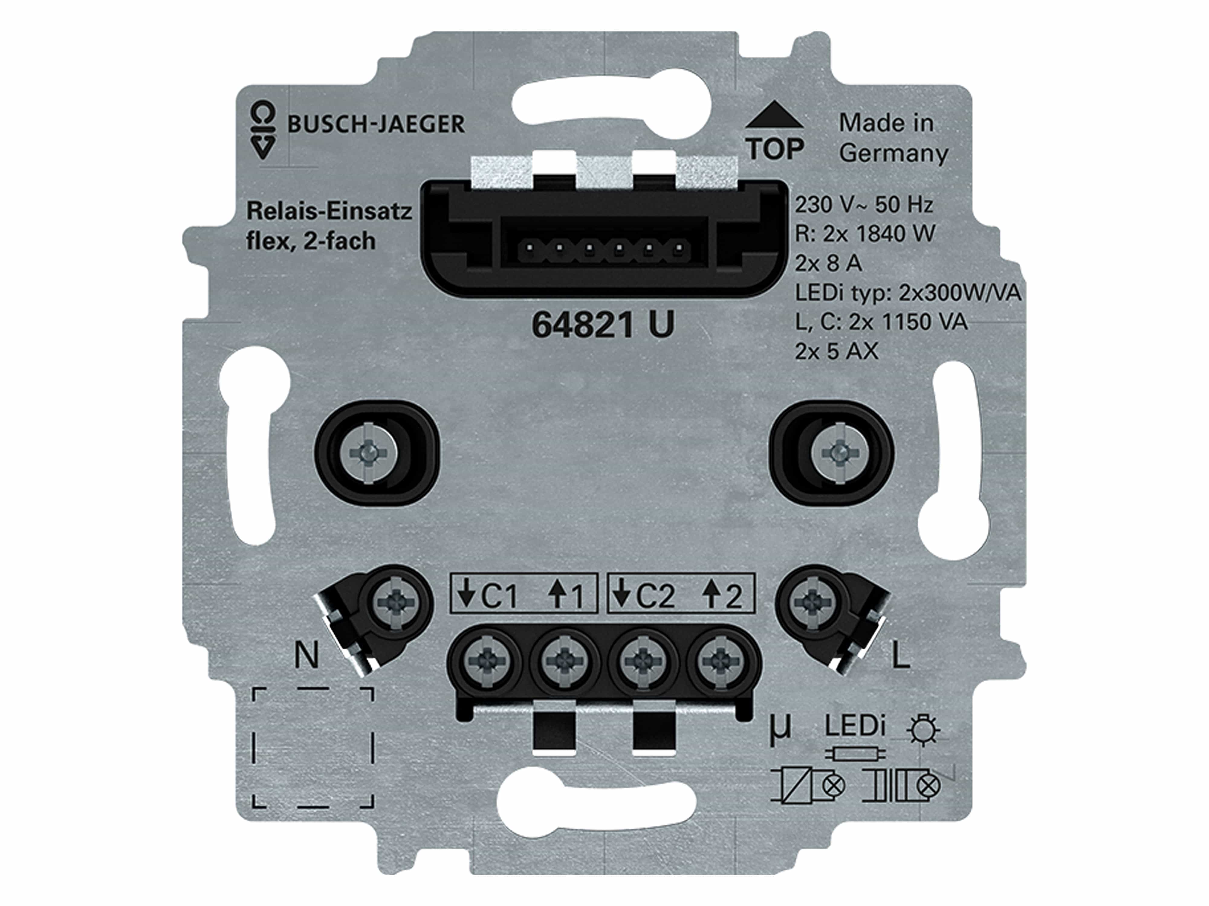 BUSCH-JAEGER Relais-Einsatz flex 64821 U, 2-fach