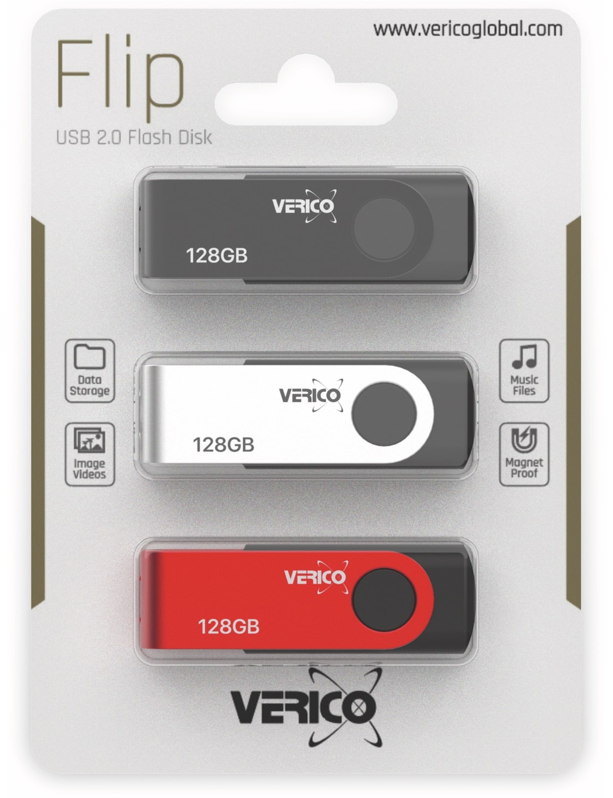 VERICO USB 2.0 Stick 3er Pack, 128 GB