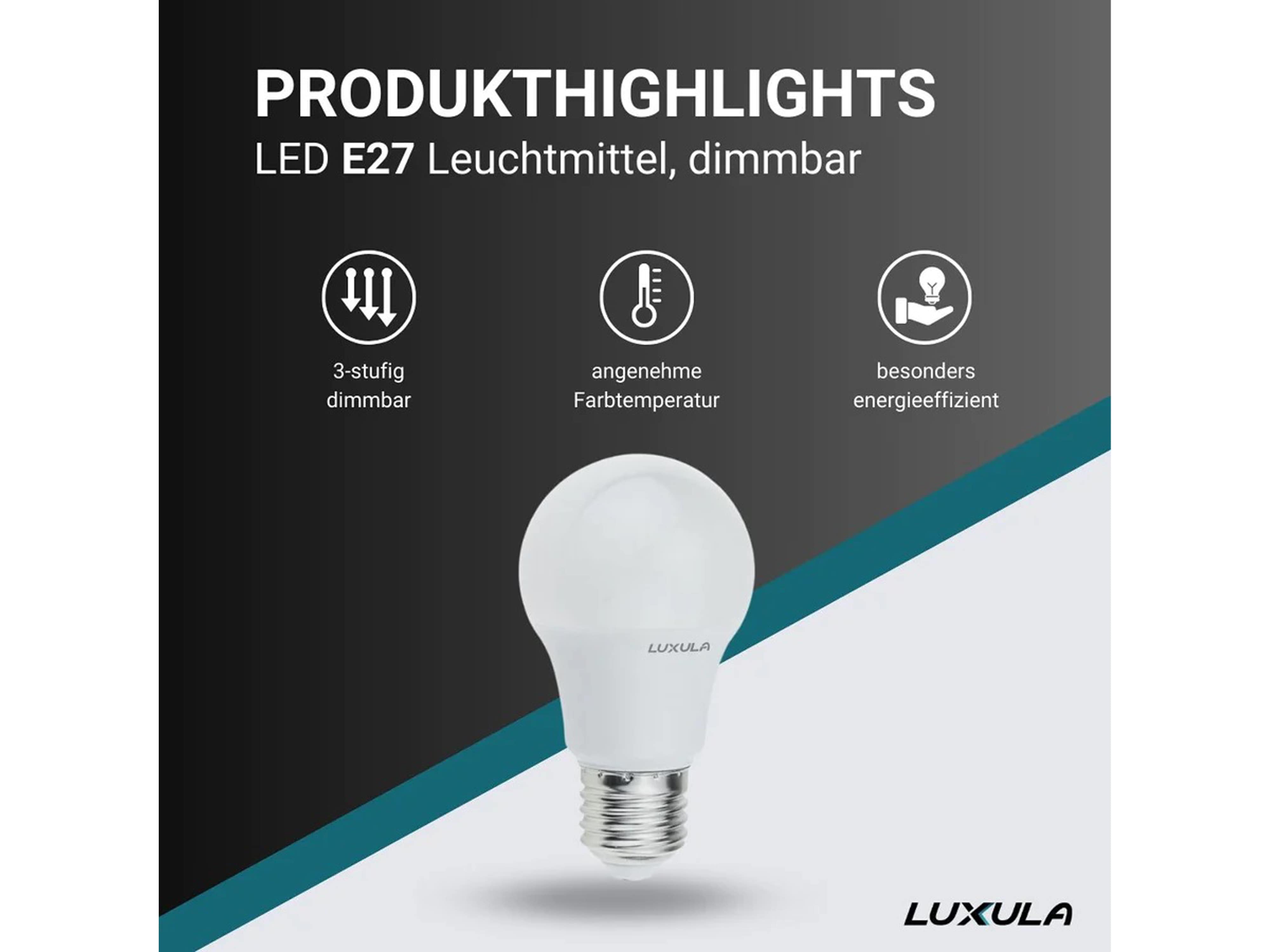 LUXULA LED-Lampe, Tropfenform, dimmbar, E27, EEK: F, 10W, 900lm, 2700K