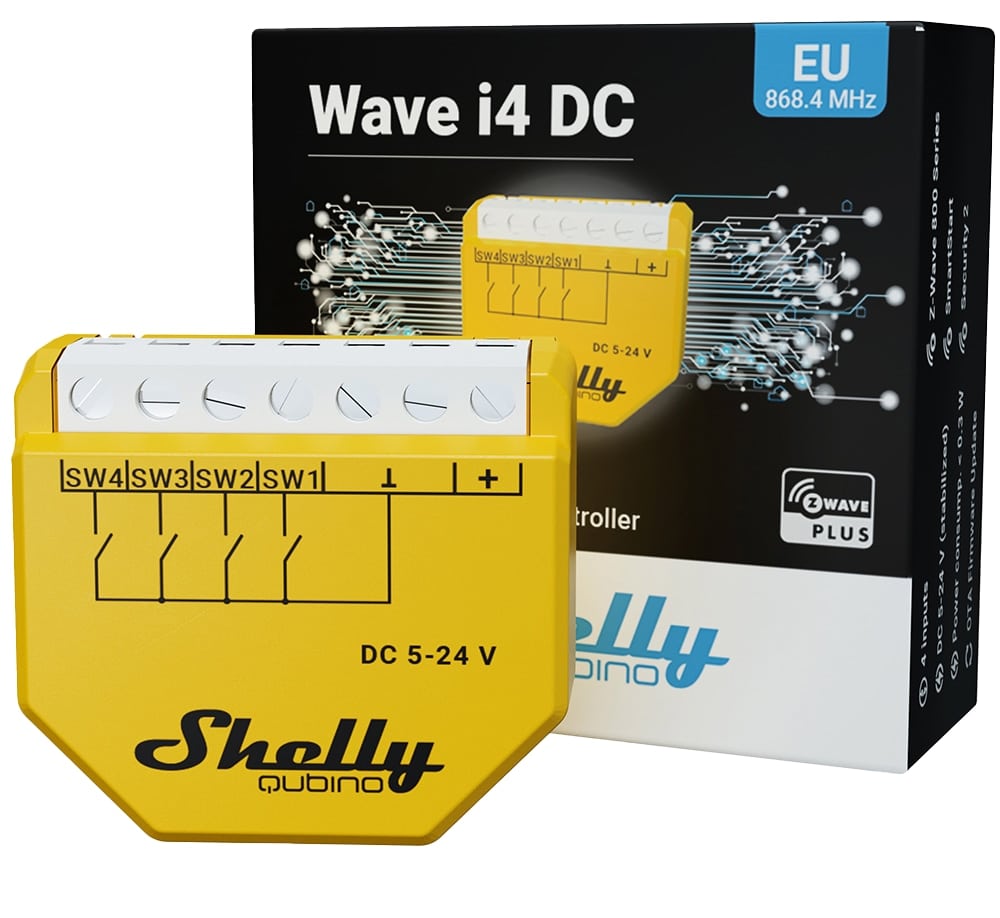 SHELLY Szenenaktivierer Wave i4 DC, Unterputz, gelb, 2 Stück