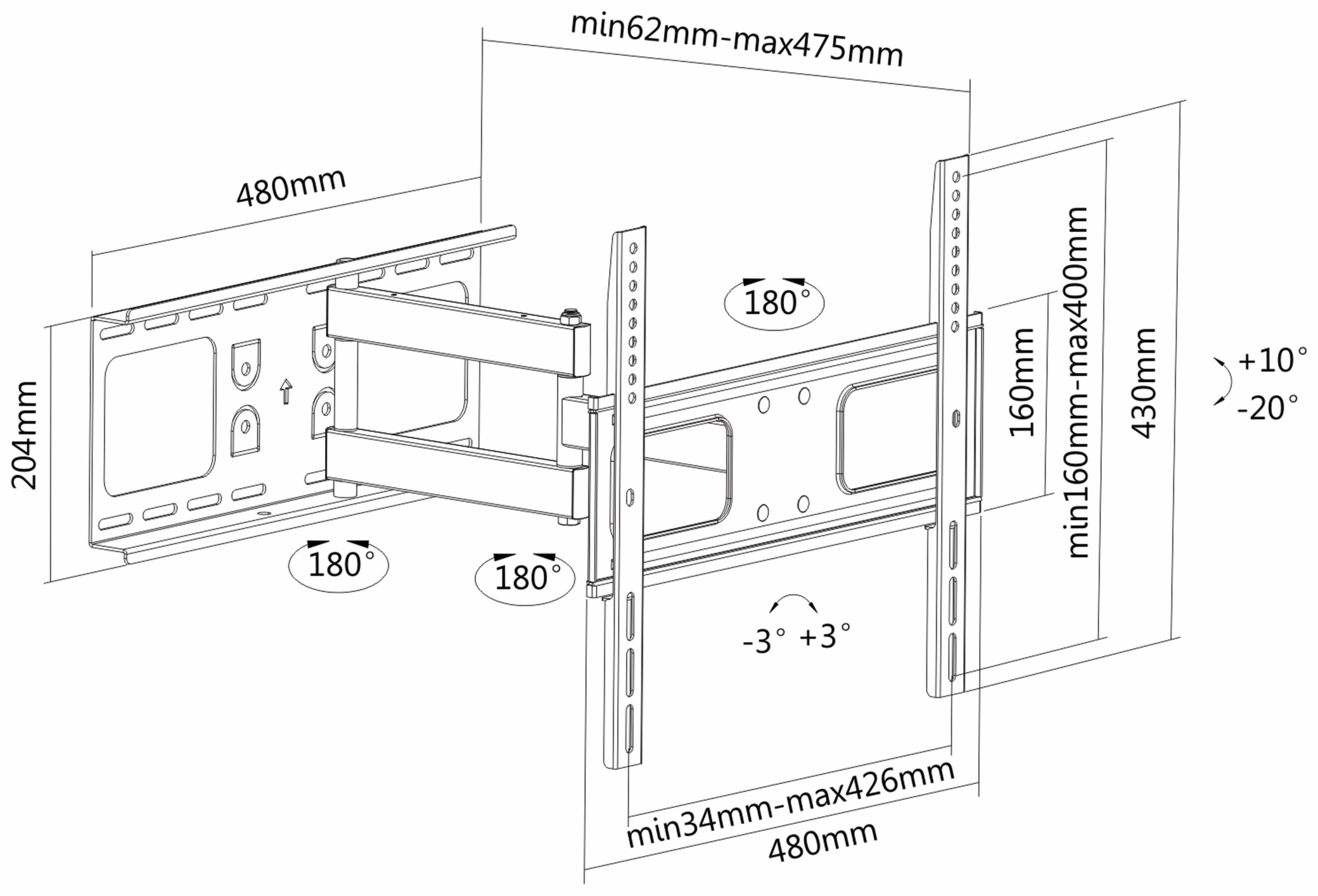 PUREMOUNTS TV-Wandhalter PM-FM30-400, VESA 400x400mm