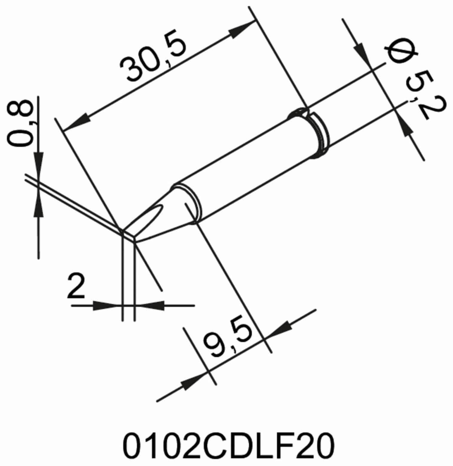 ERSA Lötspitze, 0102CDLF20/SB, meißelförmig, 2,0 mm