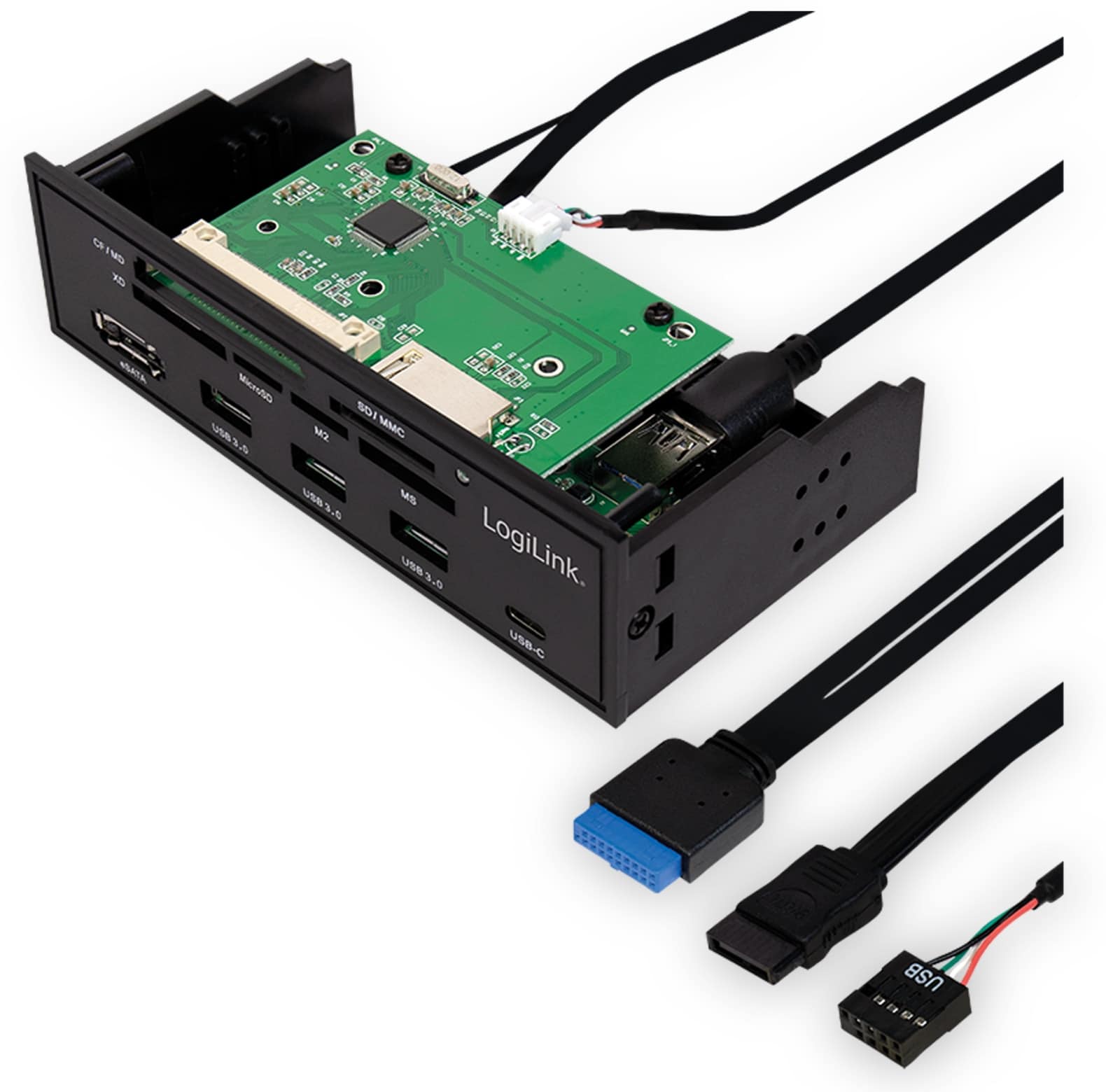 LOGILINK USB3.0 Einbau-Hub UA0341, mit Cardreader, 5,25"