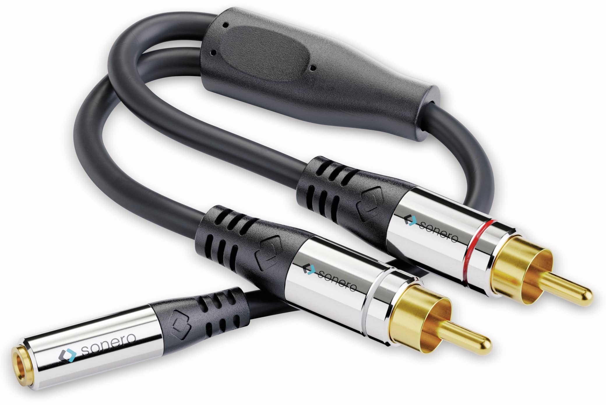 SONERO Audioadapter 0,20 m, 2x Cinchstecker auf Klinkenbuchse