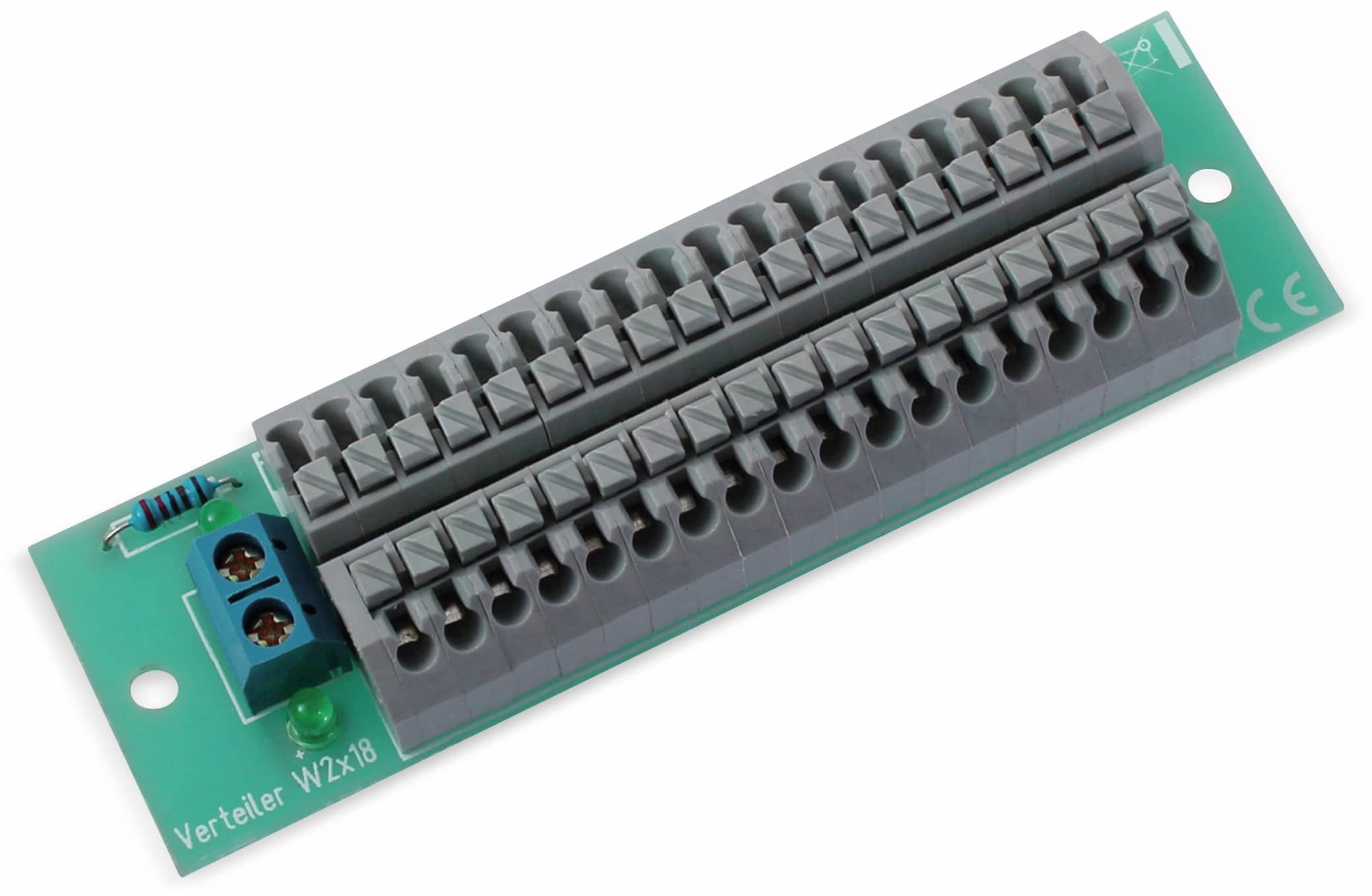 Stromverteiler 2x 18-polig, W2x18, mit Steckklemmen und Kontrollleuchten