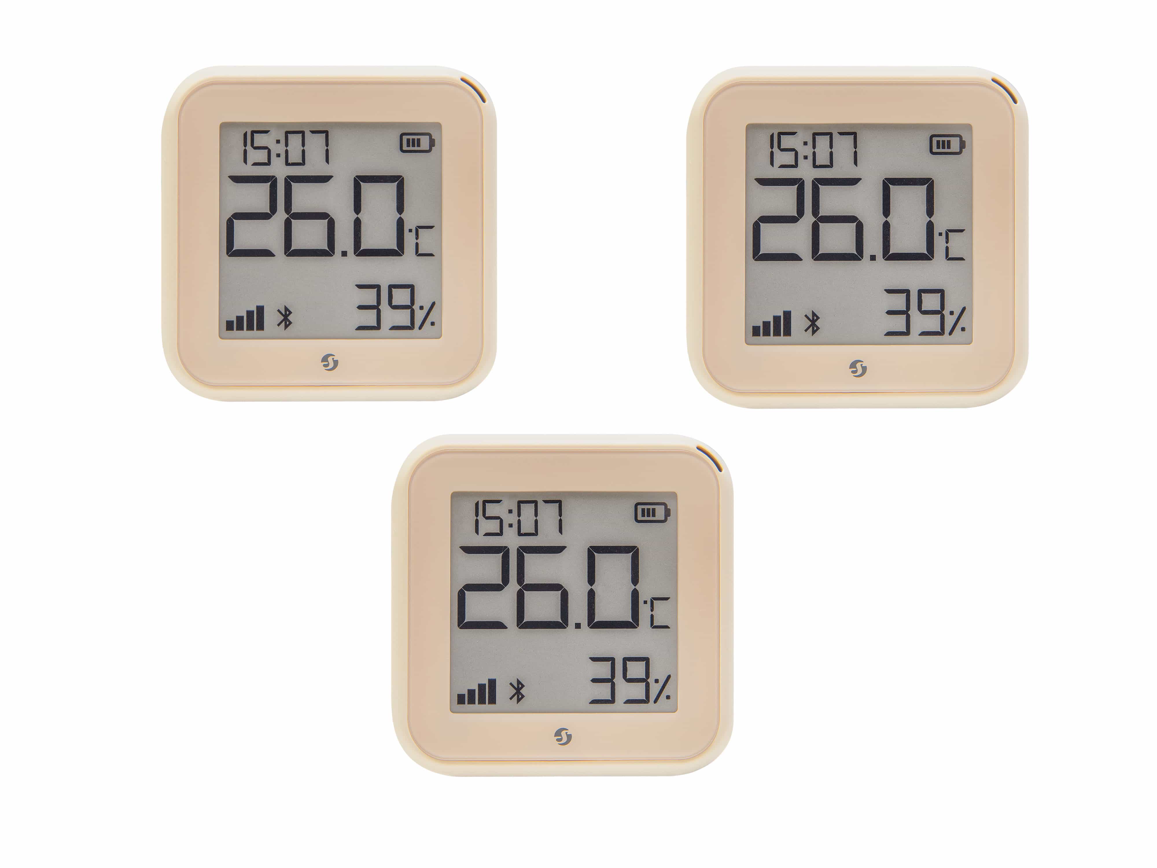 SHELLY WLAN-Temperatur- u. Feuchtigkeitssensor Plus H&T Gen. 3, BT, Mokka, 3 Stück