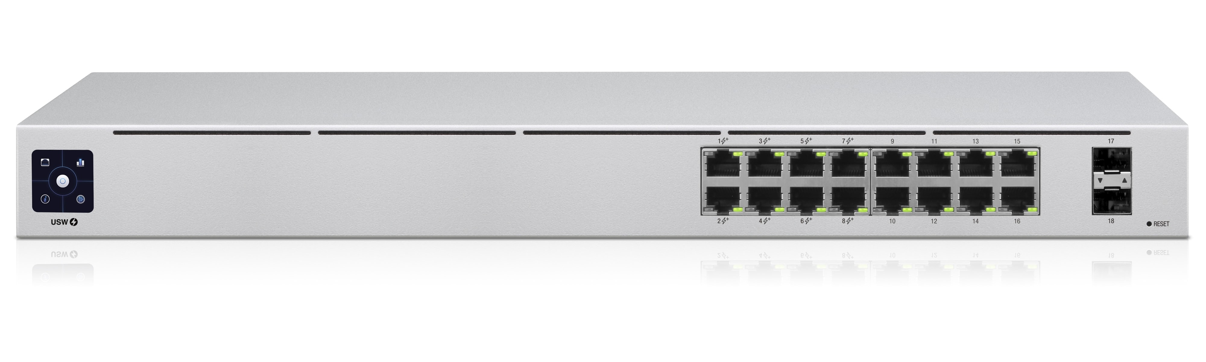 UBIQUITI Switch UniFi USW-16-PoE, 42 W, PoE+, M, RM