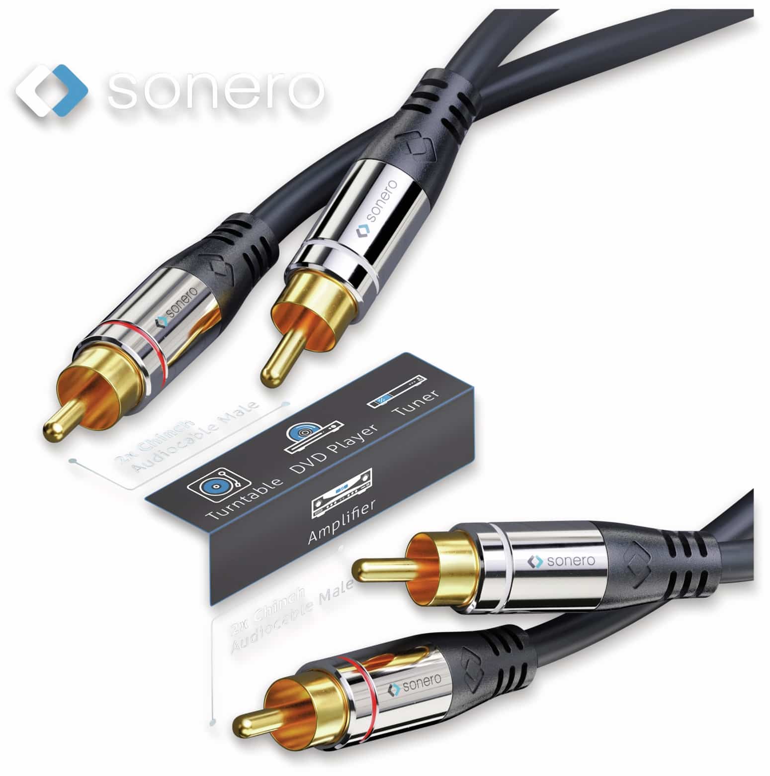 SONERO Cinchkabel Stereo, 1,50 m, schwarz