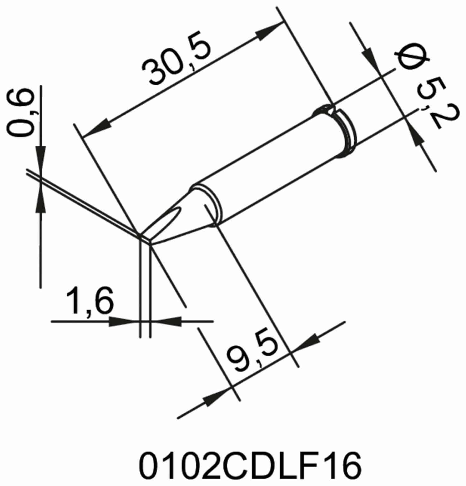 ERSA Lötspitze, 0102CDLF16/SB, meißelförmig, 1,6 mm