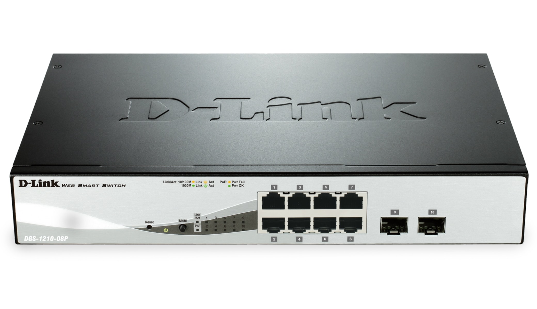 D-Link Gigabit Netzwerk-Switch DGS 1210 08P, 8x LAN + 2x SFP