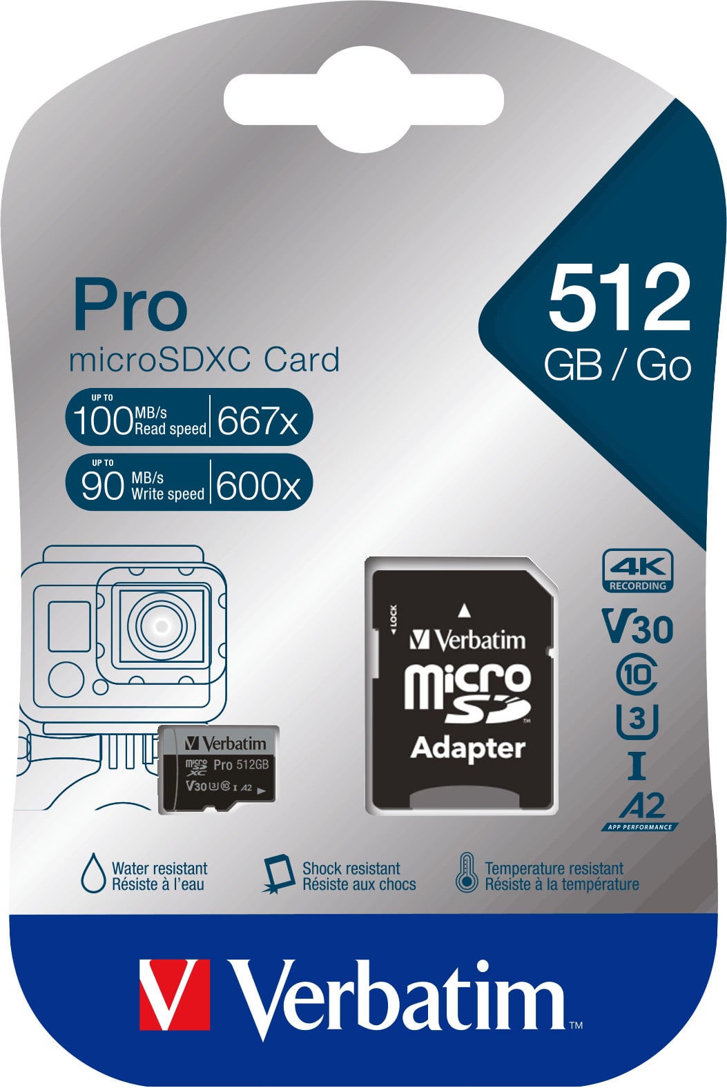 VERBATIM MicroSD-Card Pro, U3, 4K, 512GB