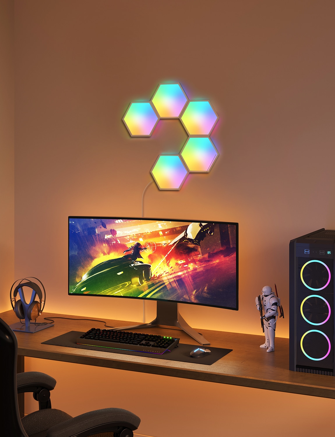 GOVEE LED-Panel Glide Hexa Light 36 W, EEK: G, RGB, 18x18 cm, 5 Stück