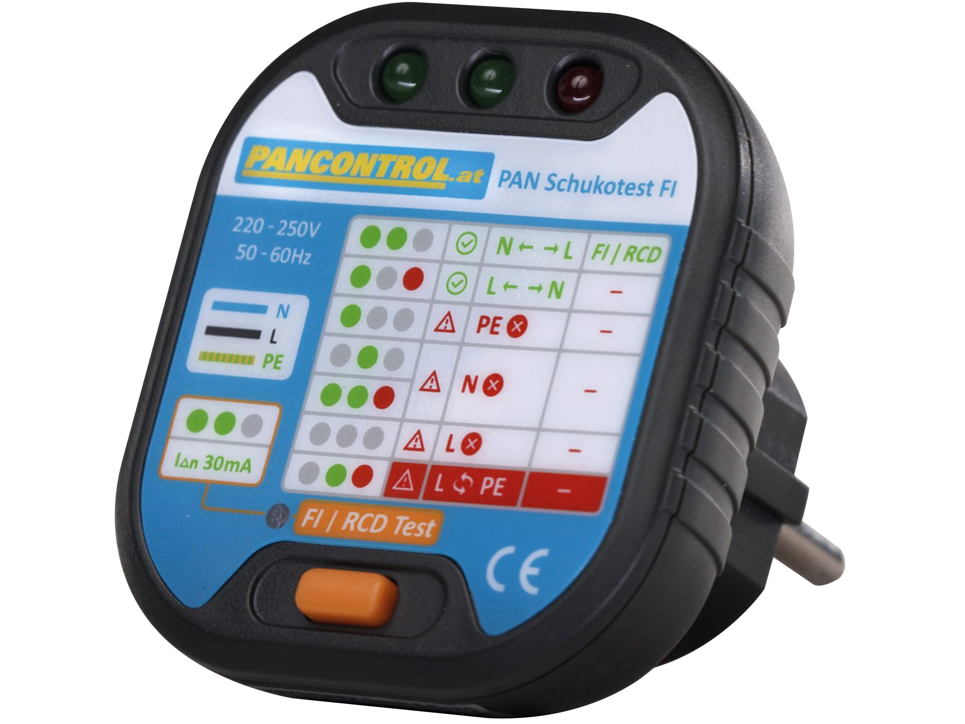 PANCONTROL PAN Steckdosen-Prüfer + FI-Tester 