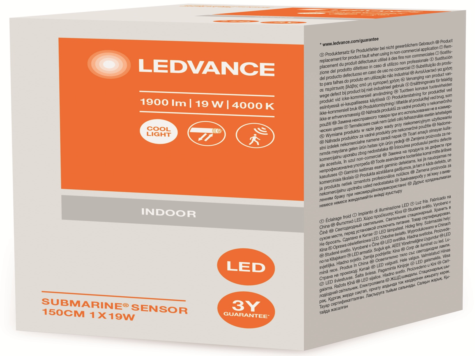 LEDVANCE LED-Feuchtraumleuchte Submarine mit Sensor, 1500mm, 19W