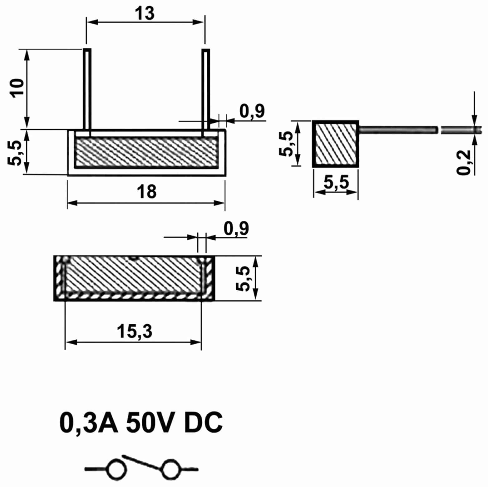 Erschütterungssensor SW-280, 18x5,5 mm