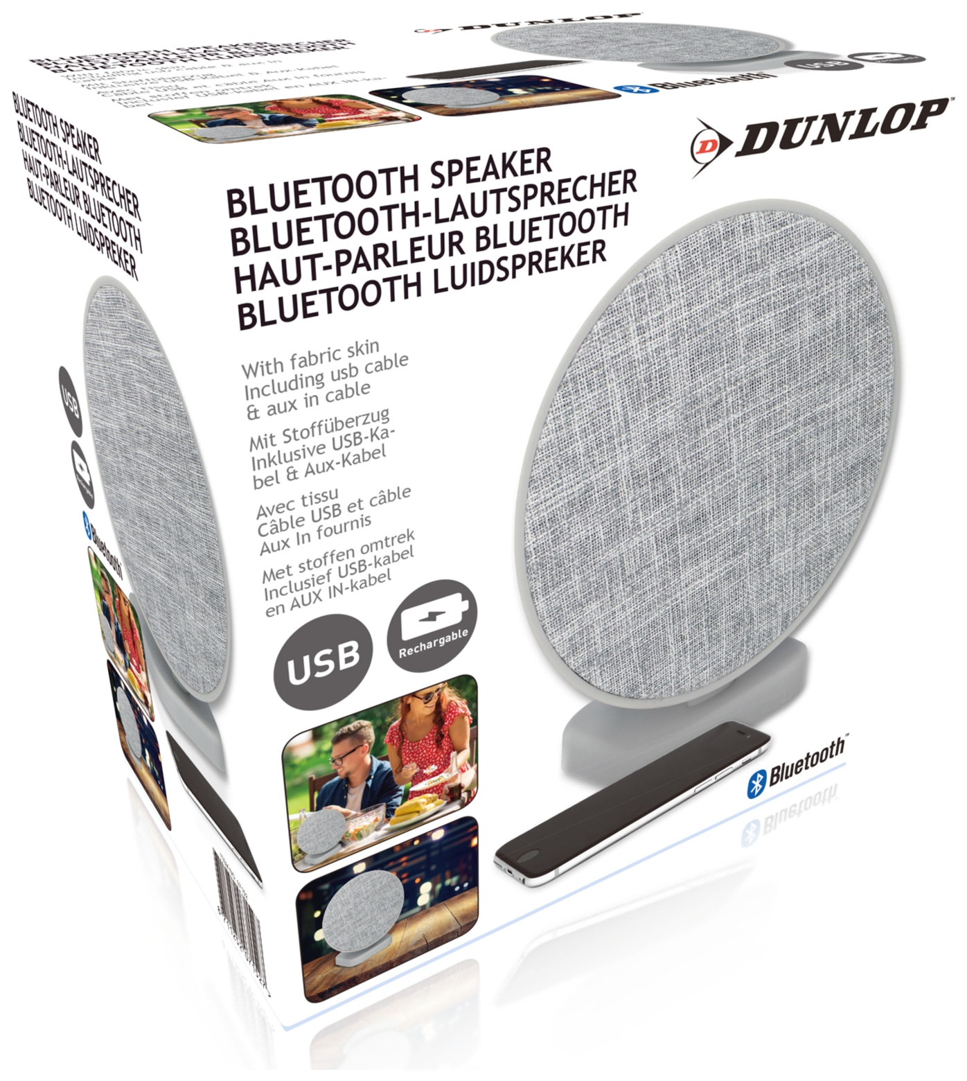 Dunlop Bluetooth Lautsprecher 2x3 W, grau