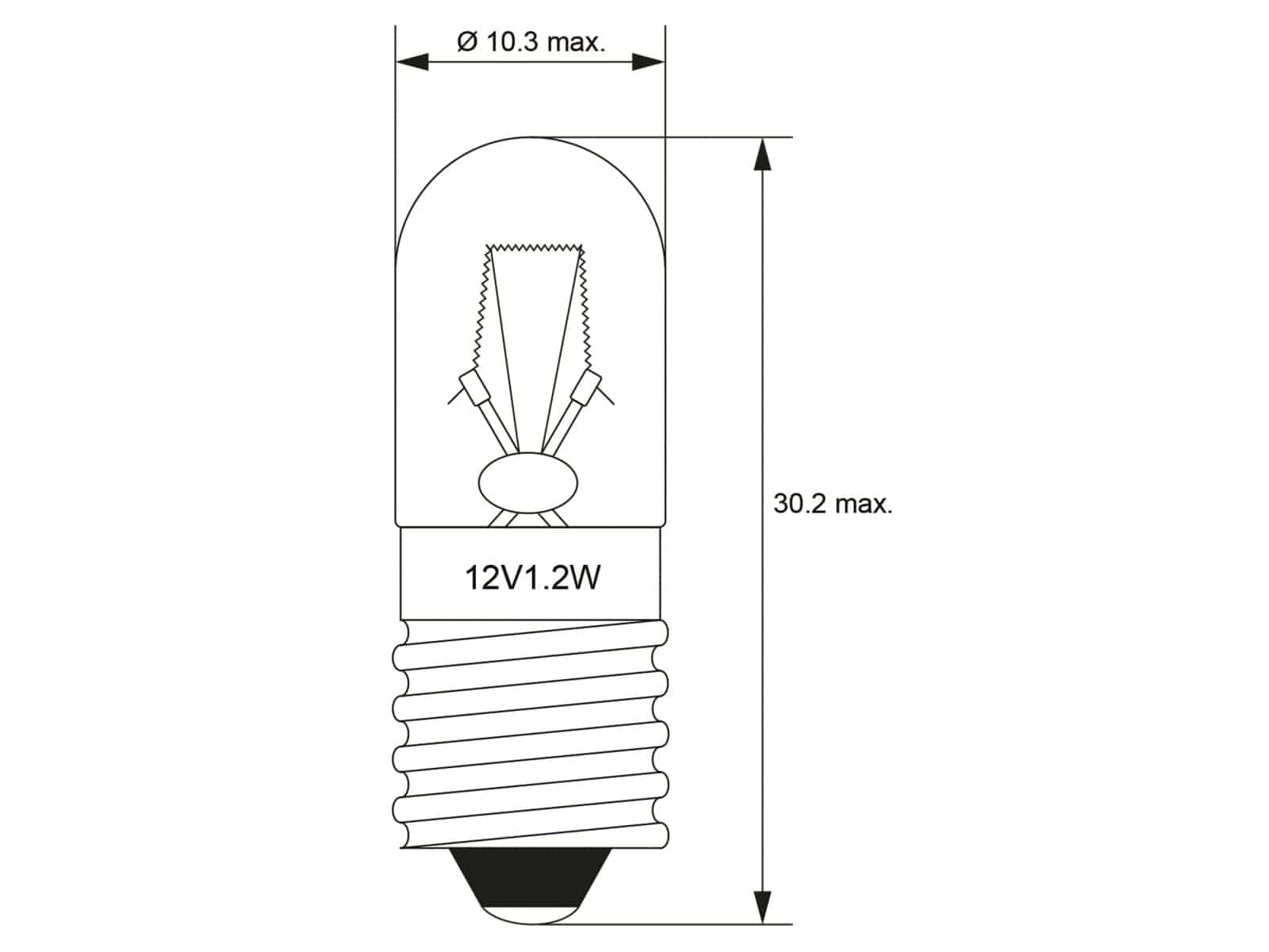 GOOBAY Röhrenlampe, 9313, T10, E10, 12 V, 1.2 W