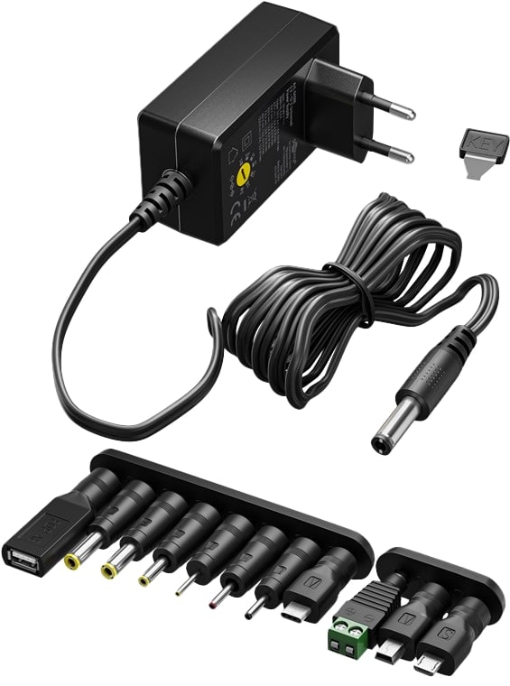 GOOBAY Universal-Steckernetzteil 64569, 3...12 V-, 18 W, inkl. USB Adapter 