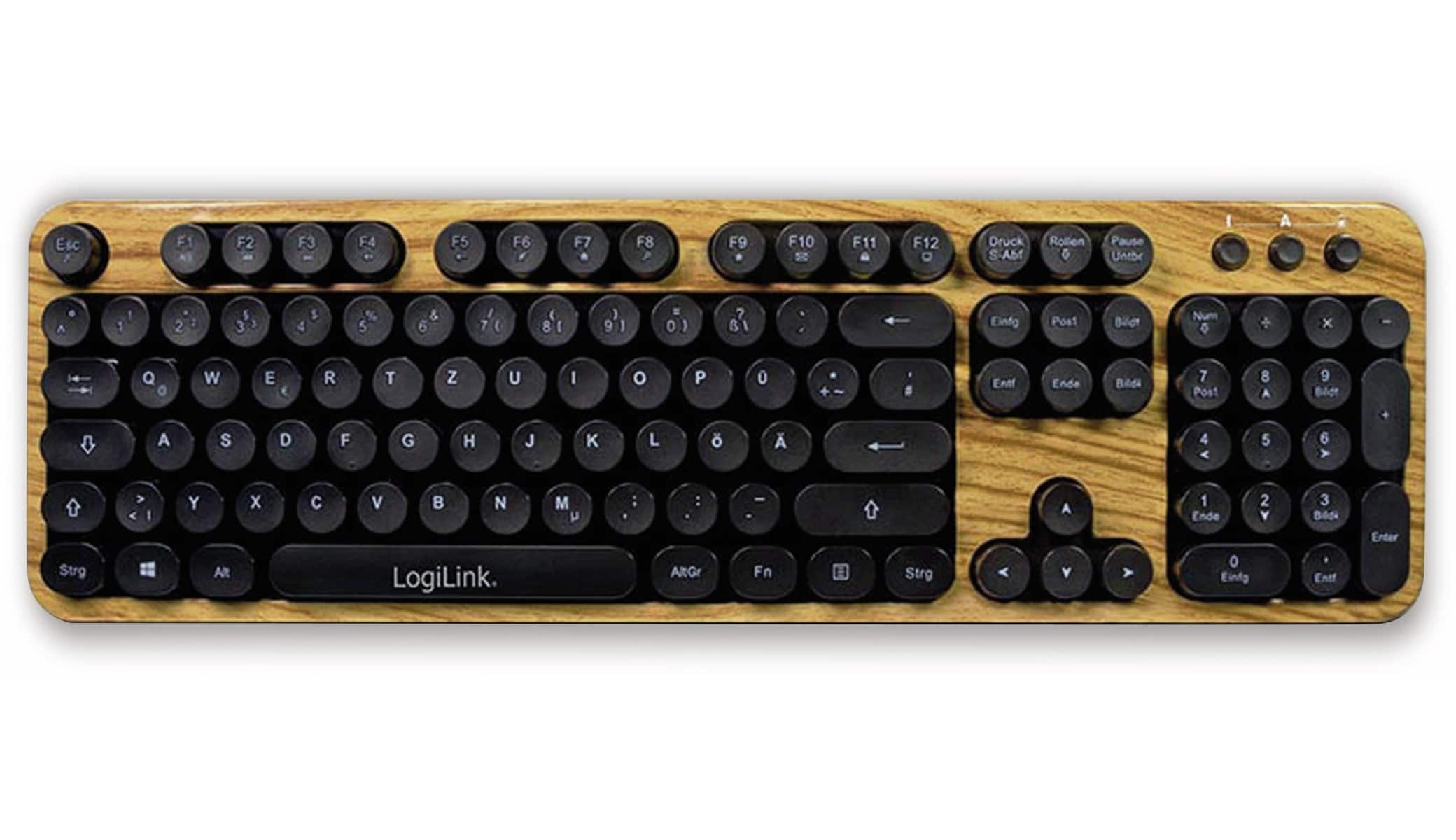 LogiLink Funk Tastatur- und Maus-Set ID0176, Retro Wood