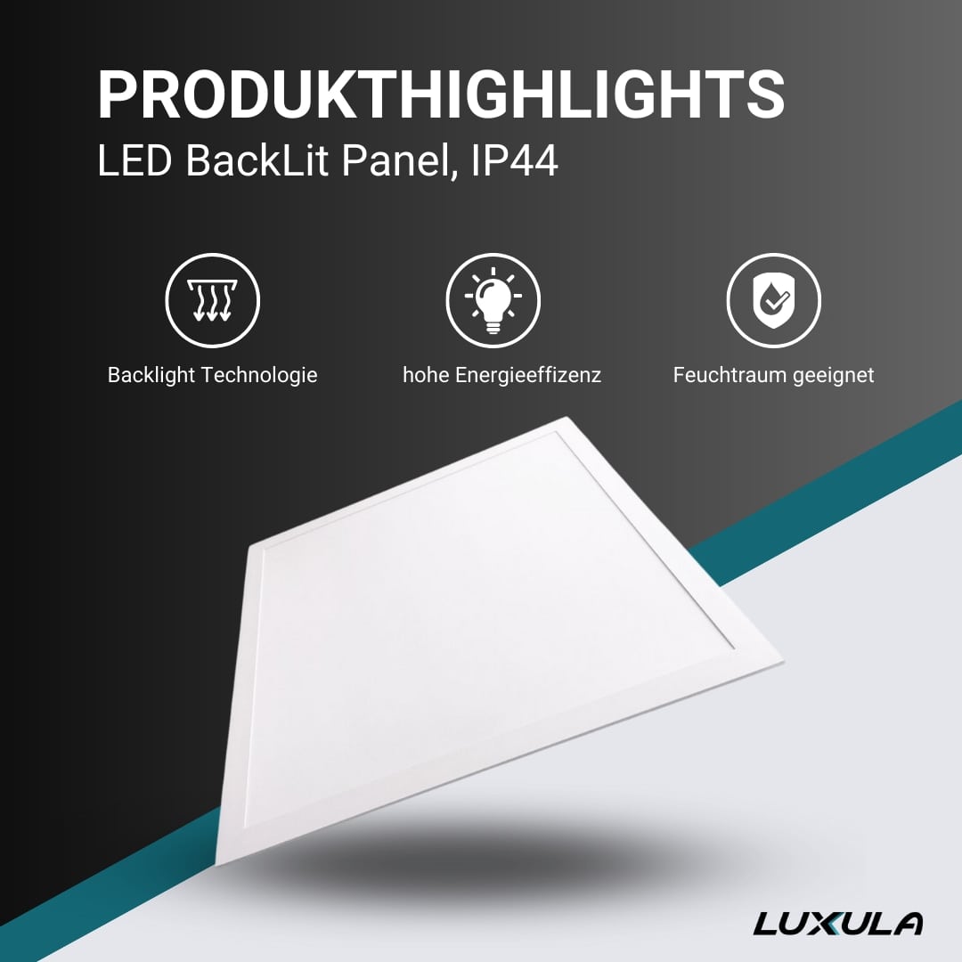 LUXULA LED-Panel, 40 W, 4400 lm, 4000 K, EEK: E, 620x620 mm, BackLit