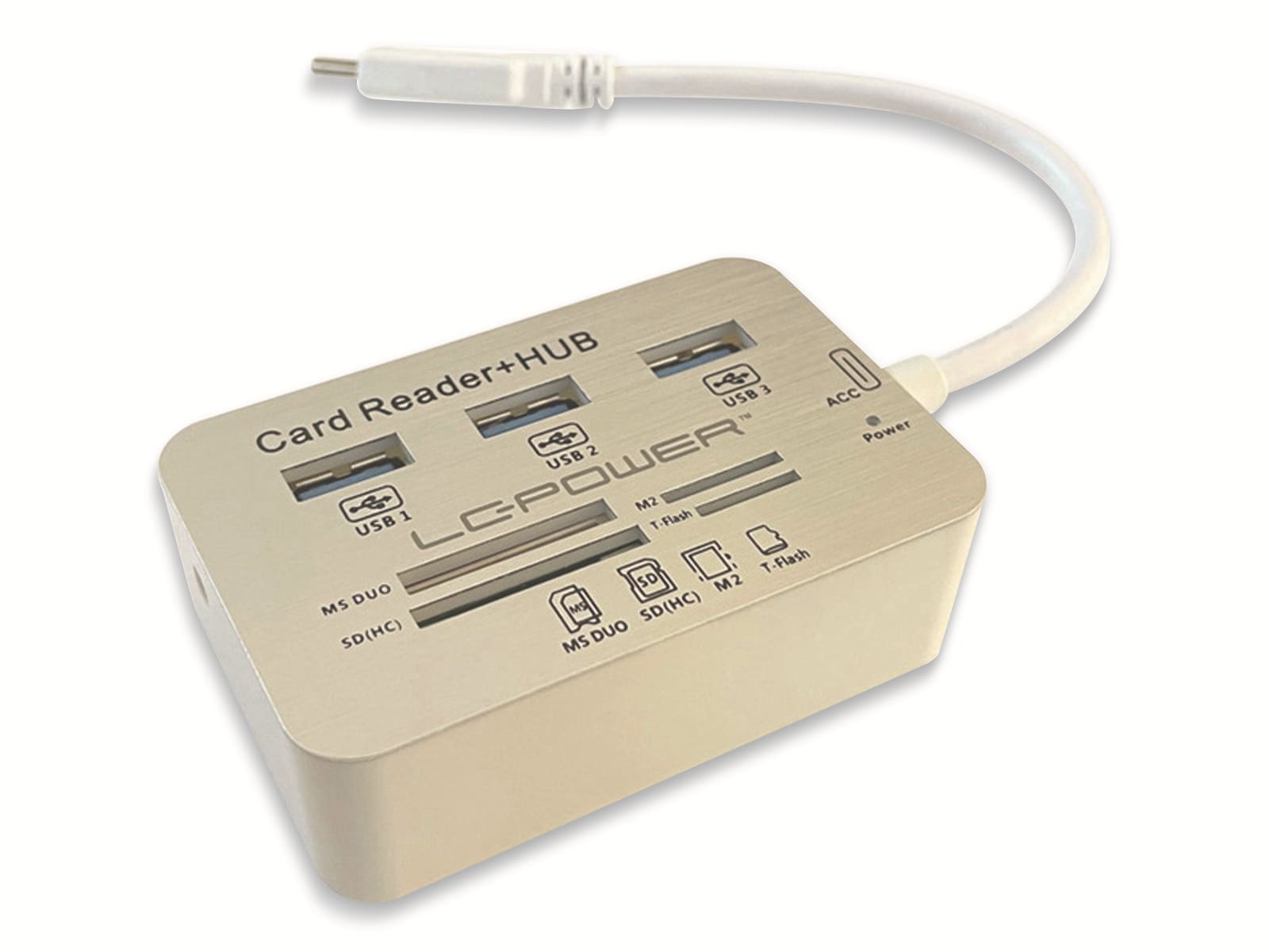 LC POWER USB-Hub LC-HUB-C-CR, USB 3.0 Typ-C, 3-port, Card-Reader