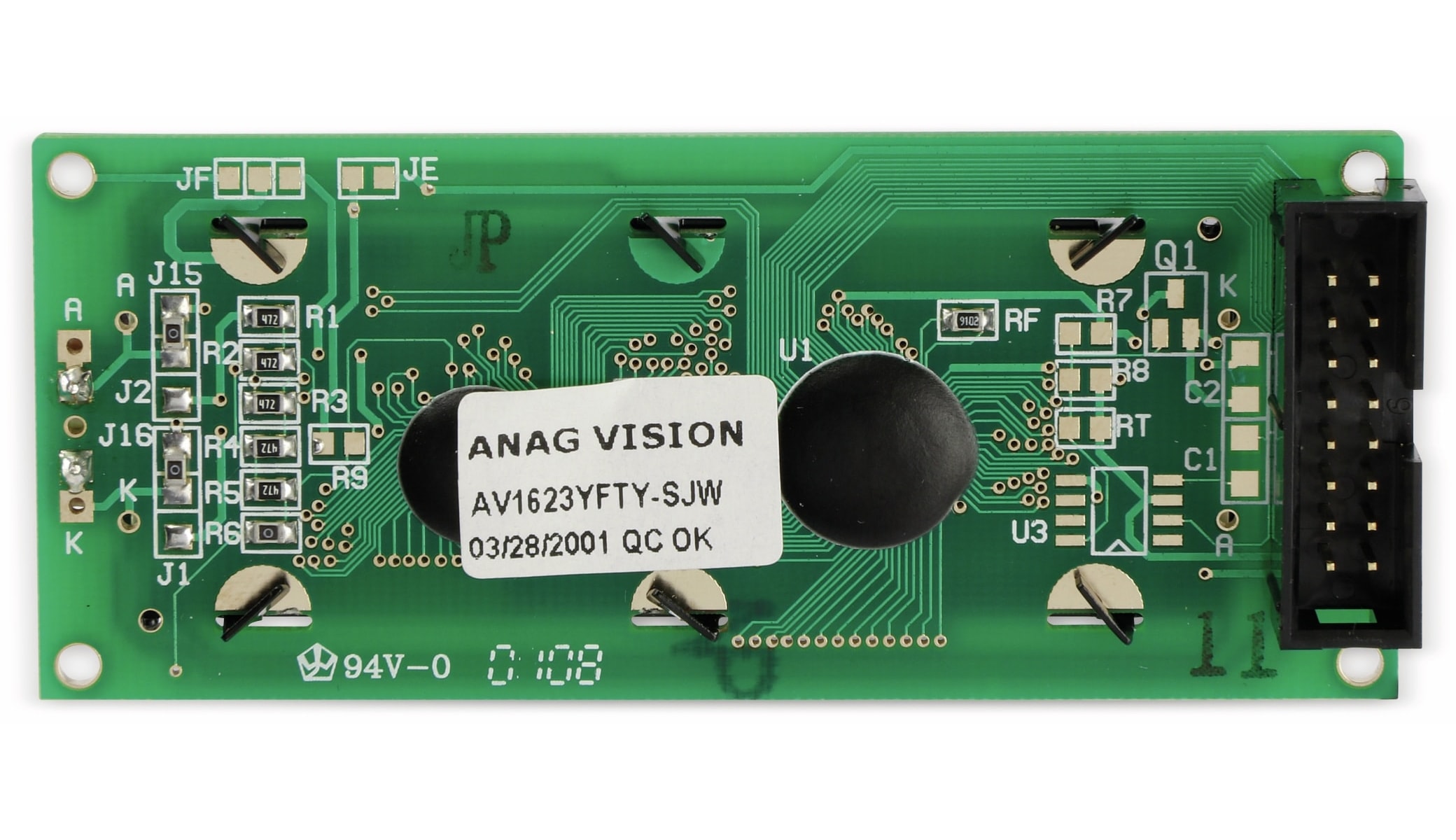 ANAG VISION LCD-Modul, AV1623YFTY-SJW, 16X2
