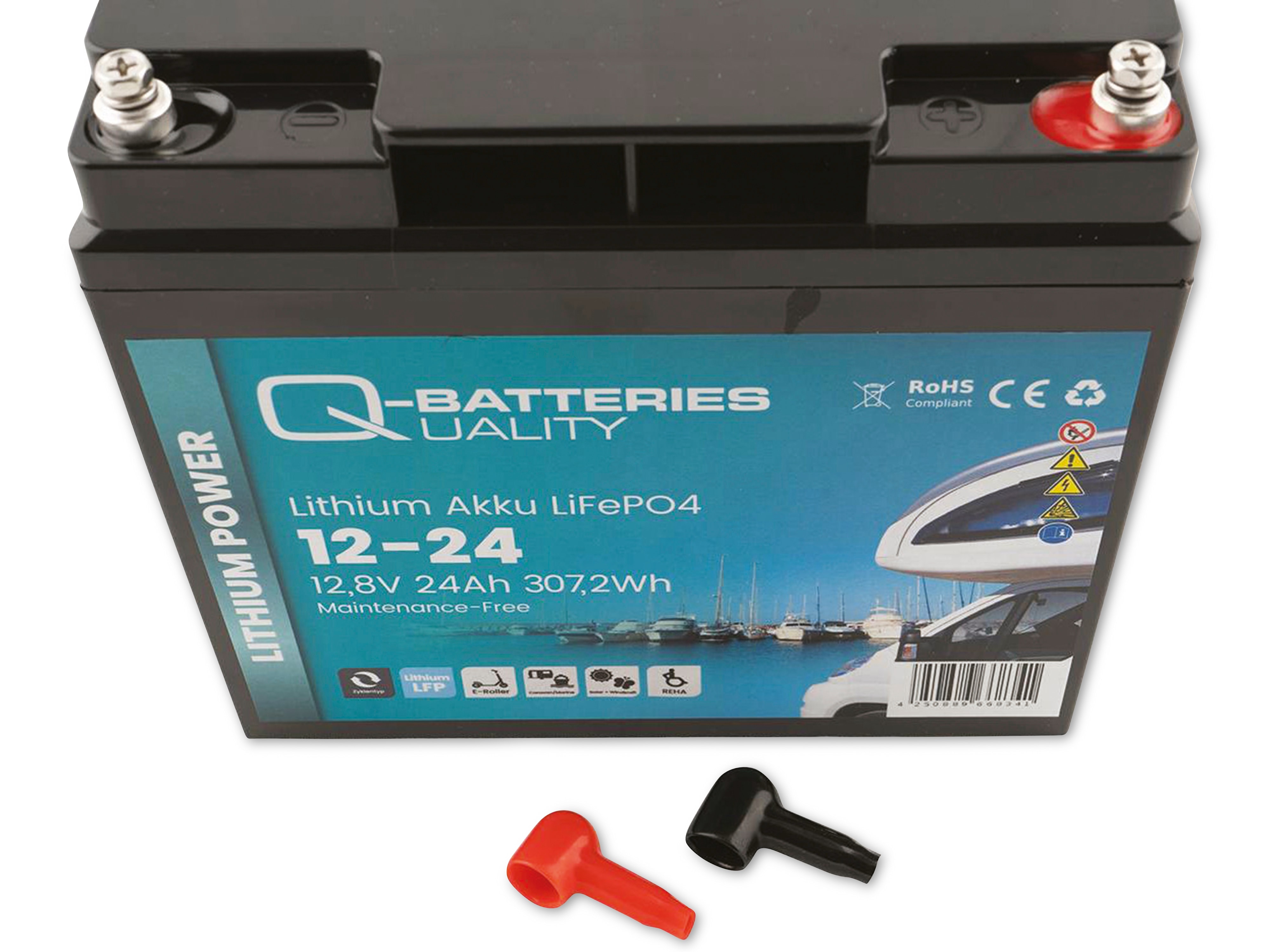 Q-BATTERIES Lithium Akku 12-24 12,8V, 24Ah 307,2Wh, LiFePO4 Batterie