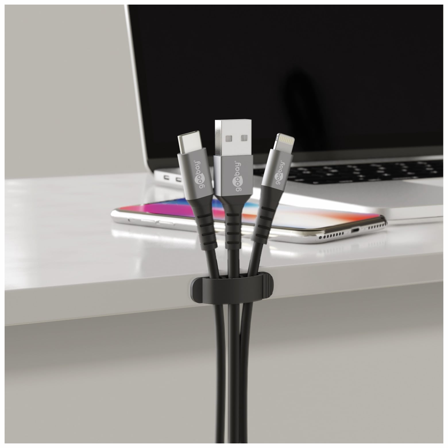 GOOBAY Kabel Management Clip Set, 6er-Set, schwarz