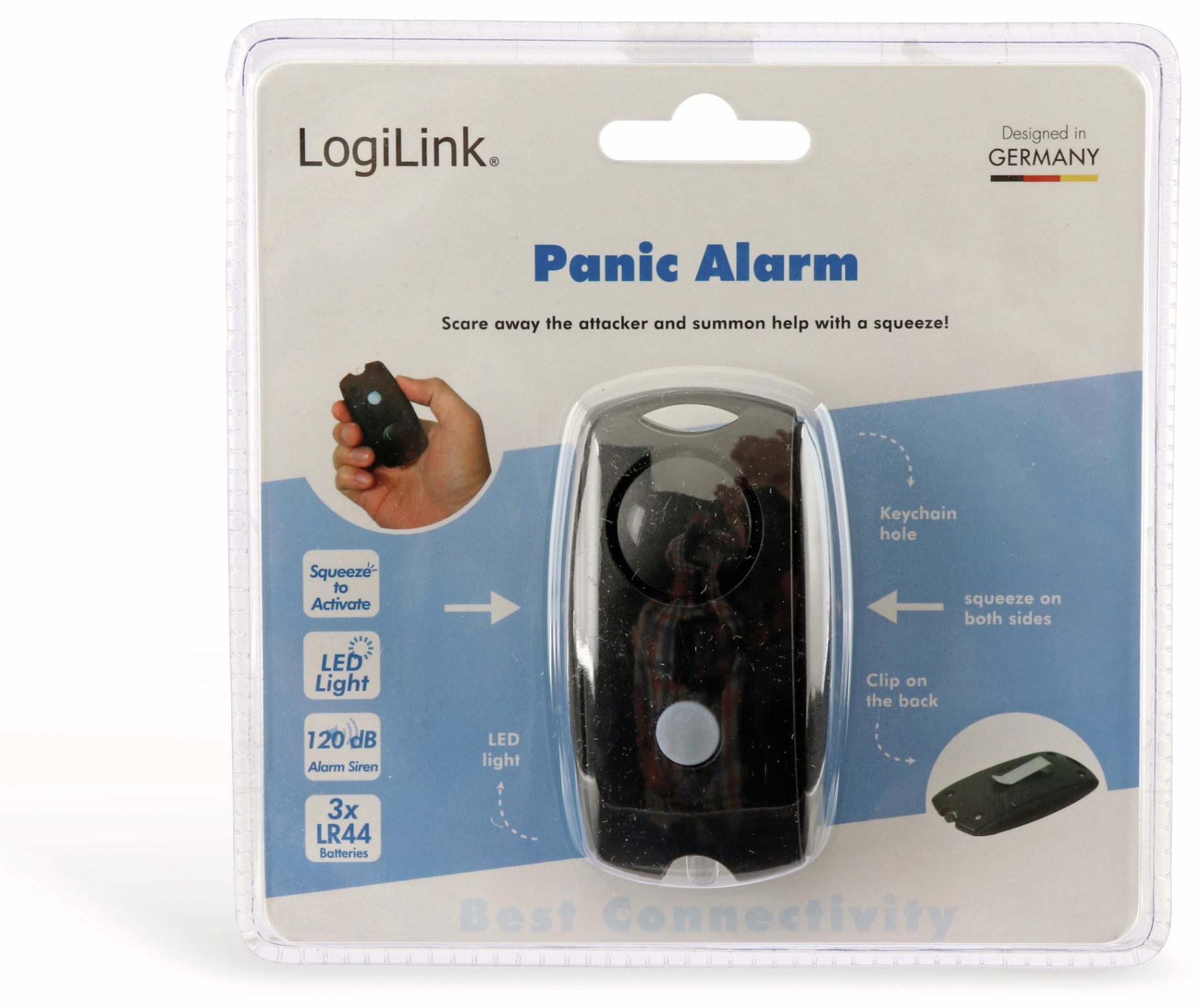 LOGILINK Panik Alarm 120dB mit LED Lichtfunktion