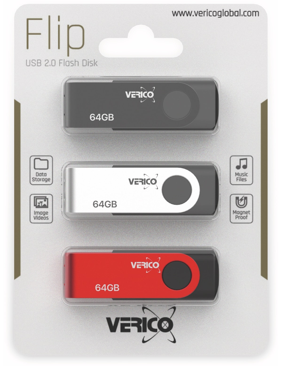 VERICO USB 2.0 Stick 3er Pack, 64 GB