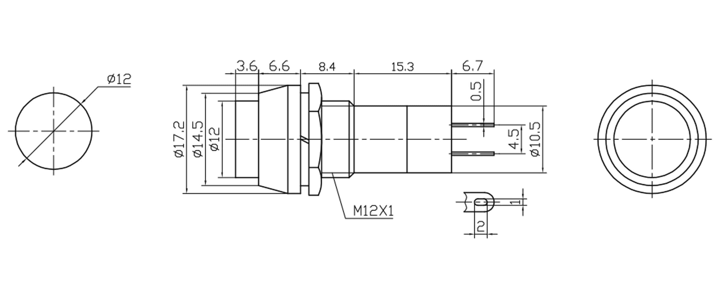 Einbau-Druckschalter PBS-11A, rund, Ein/Aus, gelb