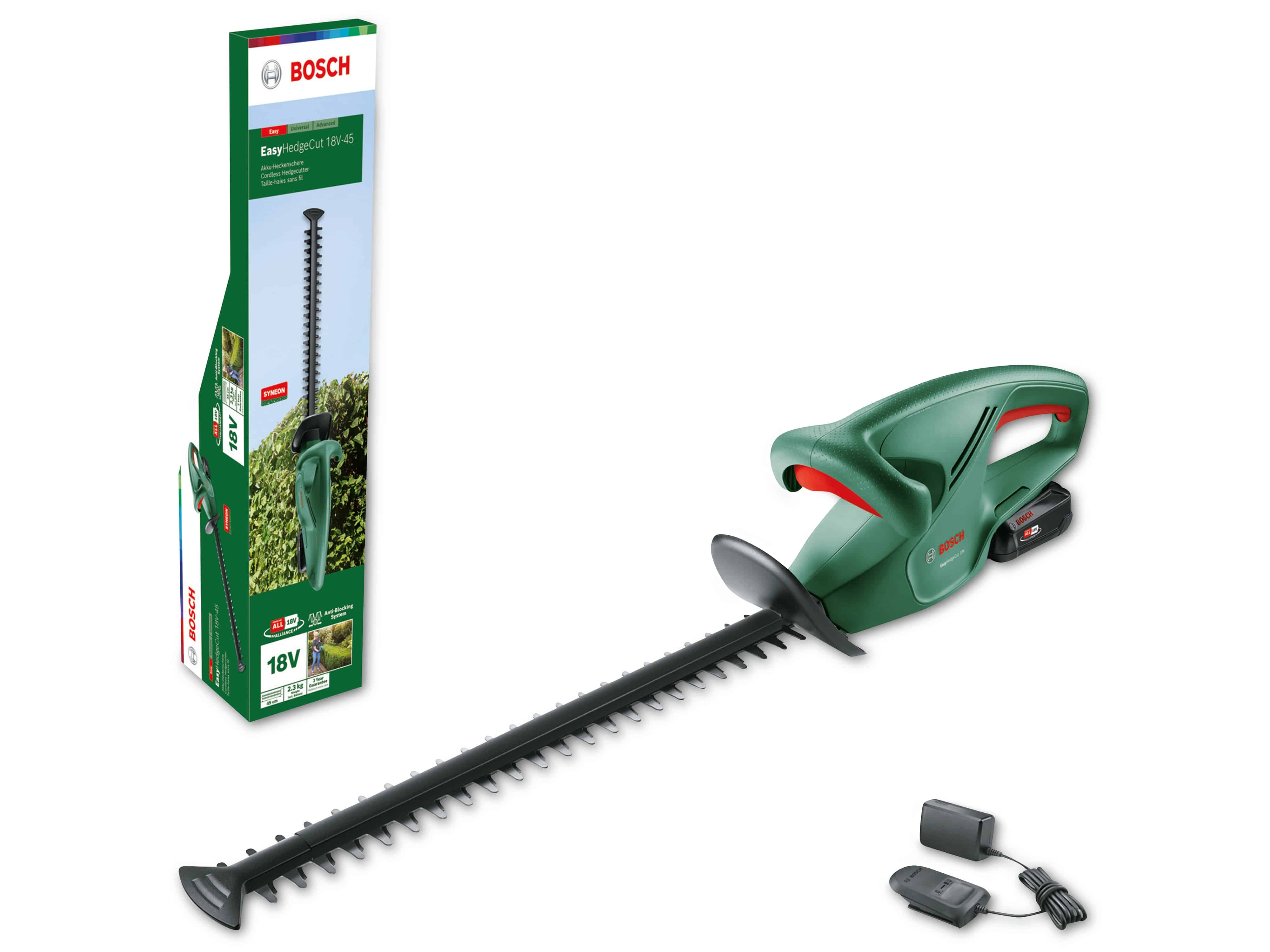 BOSCH Akku-Heckenschere EasyHedgeCut 18-45, Akku + Ladegerät