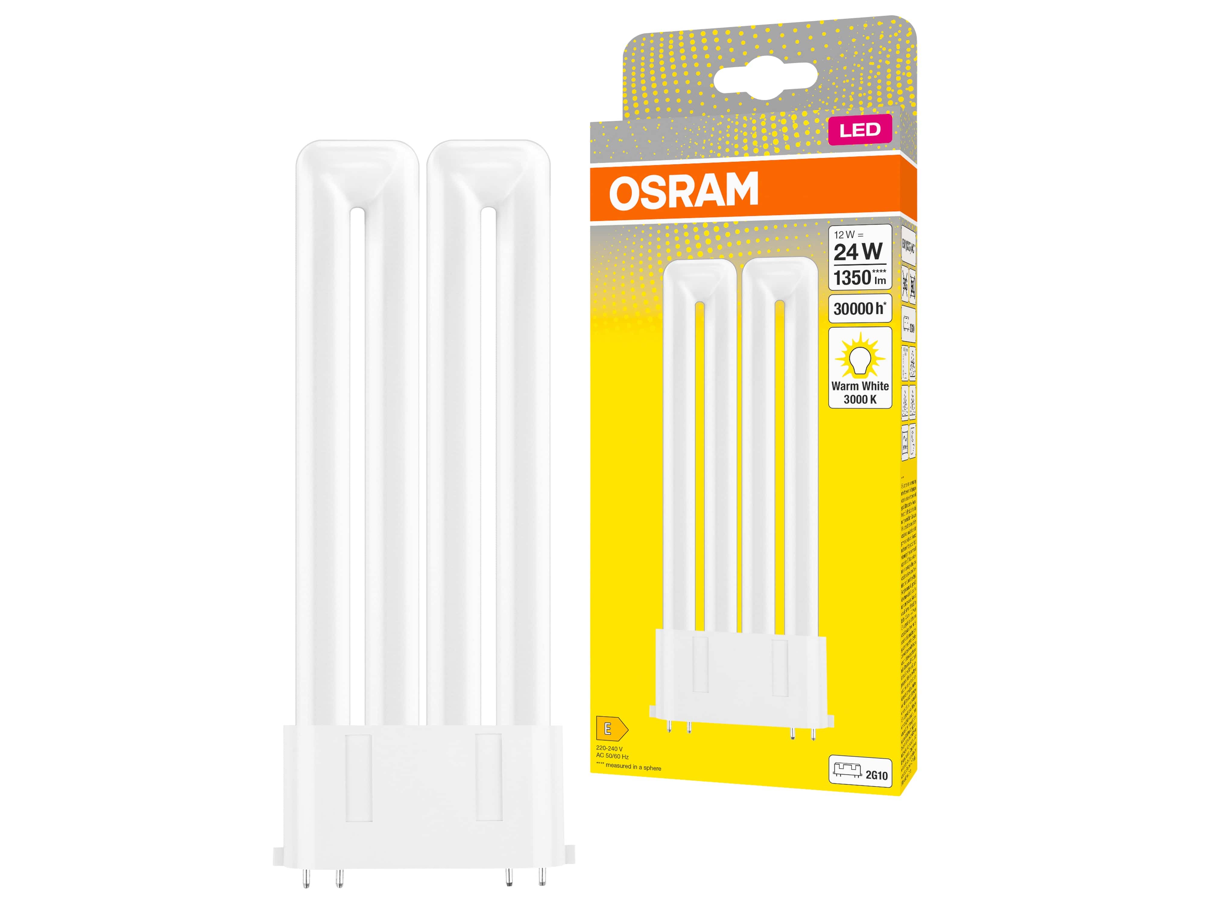 OSRAM LED-Lampe, Dulux F24, 2G10, EEK: E, 12W, 1350lm, 3000K